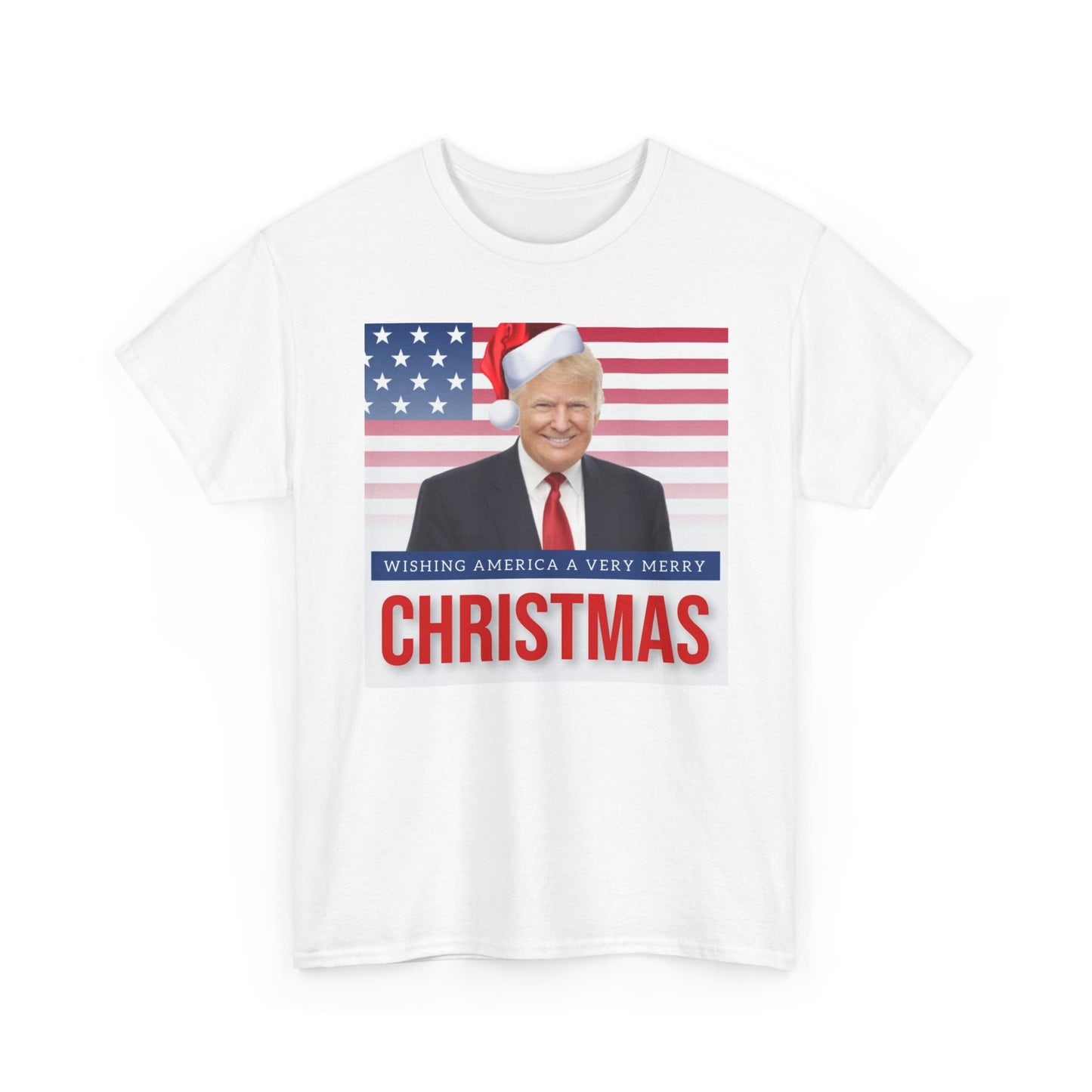 Trump Merry Christmas T Shirt Funny Holidays Graphic Unisex American Flag