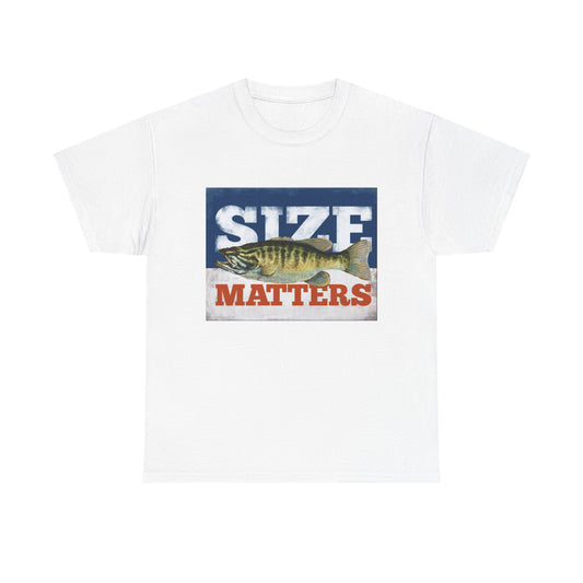 Size Matters Tshirt Funny Bass Fishing Gift Outdoors Unisex Heavy Cotton Tee