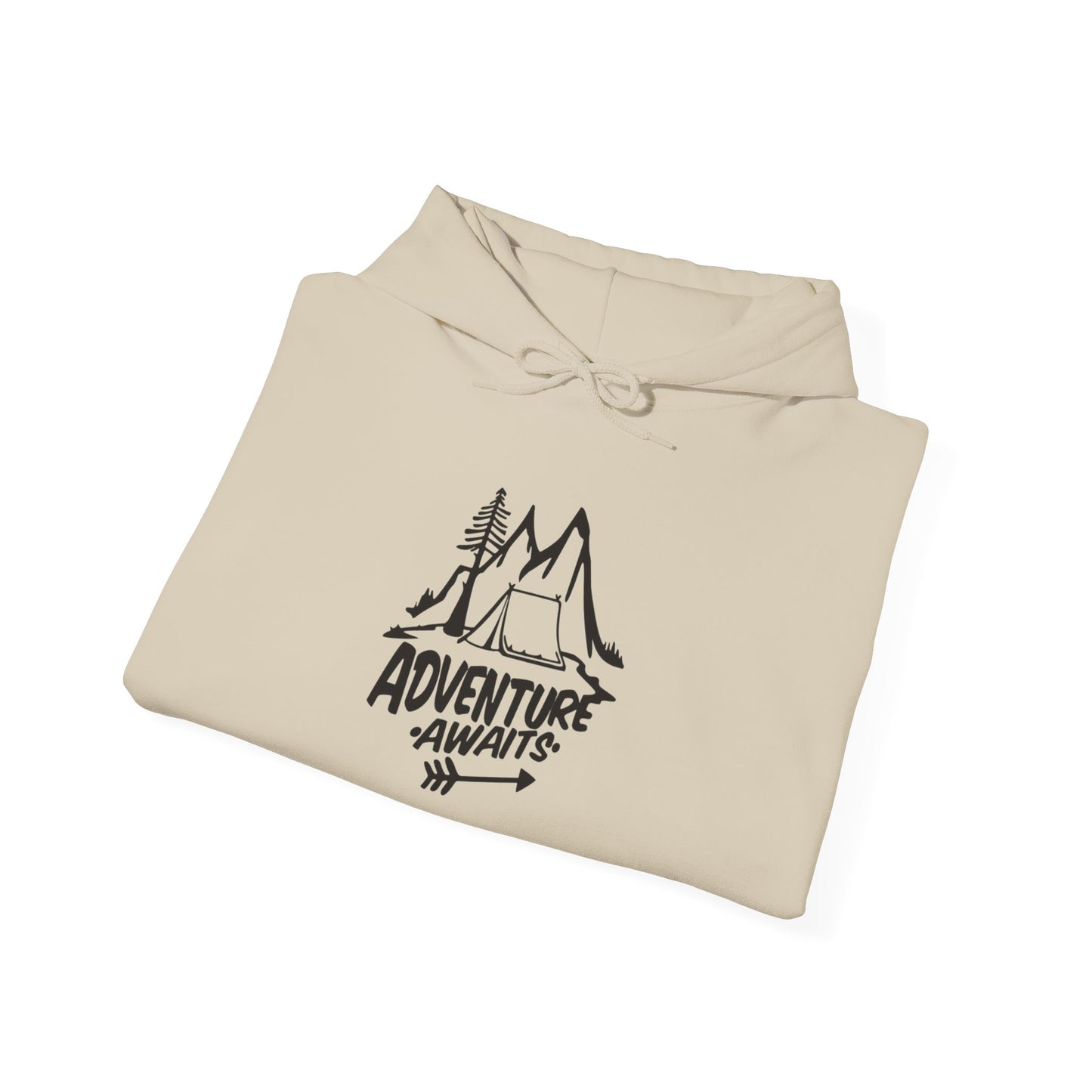 Adventure Awaits Camping Graphic Hoodie Unisex Heavy Blend™ Hooded Sweatshirt
