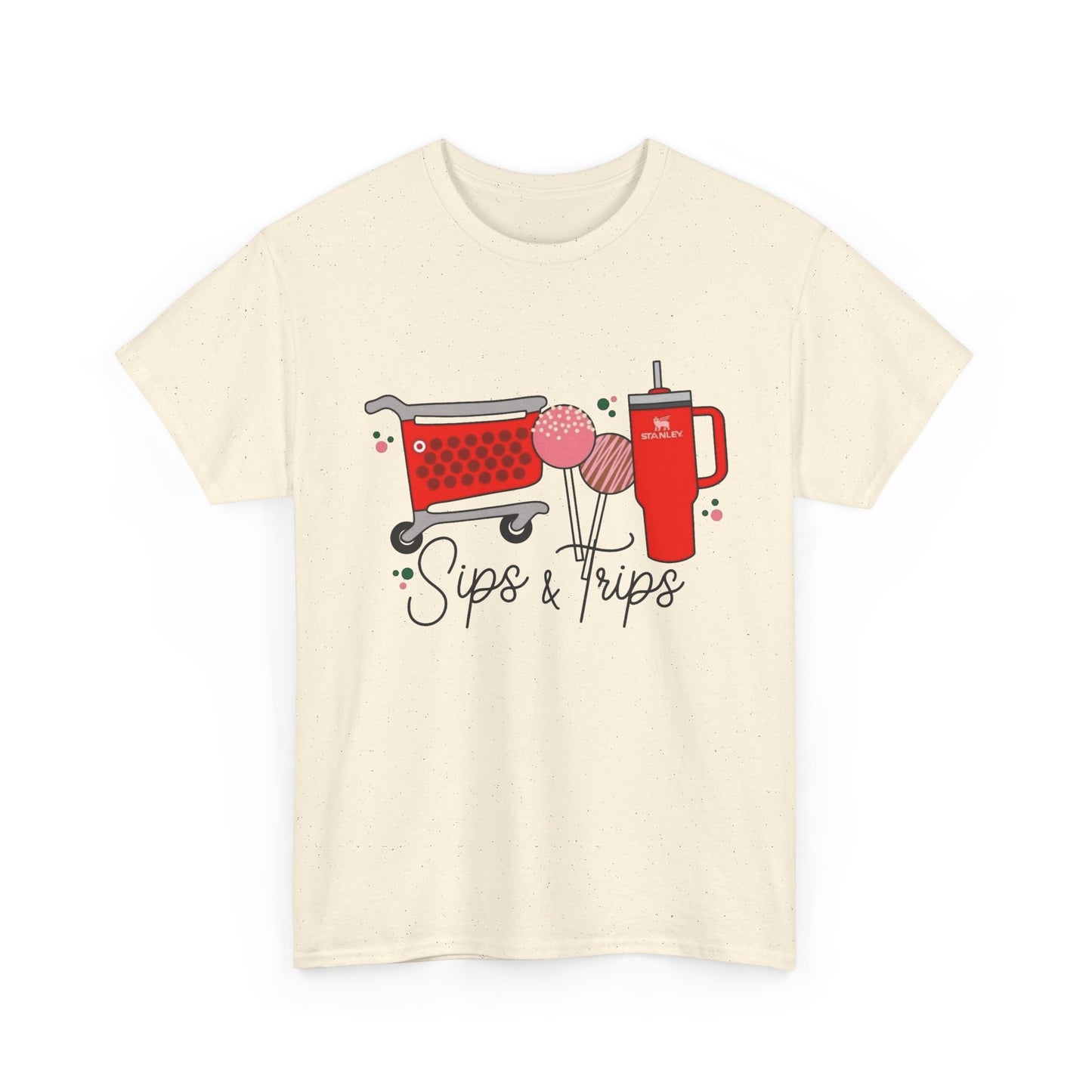 Sips And Trips Shopping Target Run Graphic T Shirt NEW Unisex Heavy Cotton Tee