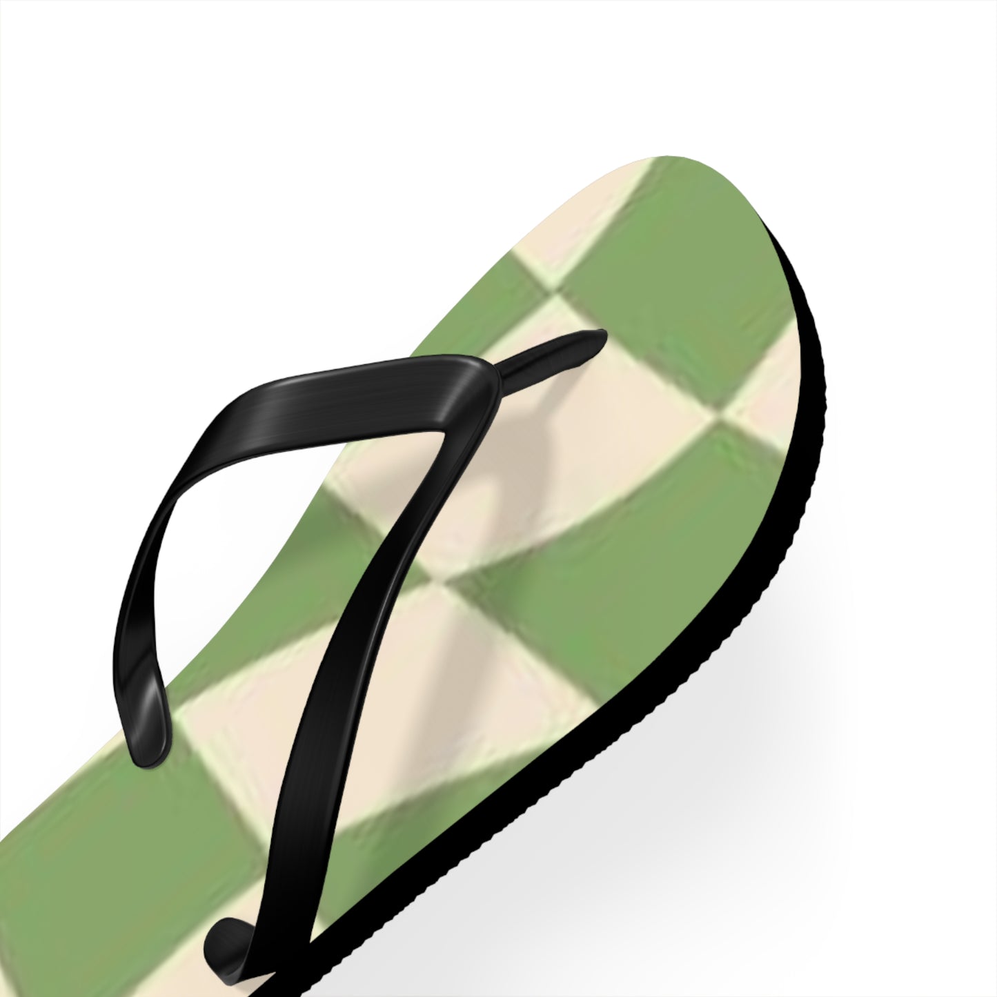 Checkered Wavy Green Sandals, Beach Shoes, Vacation Flip Flops, Pool Slides