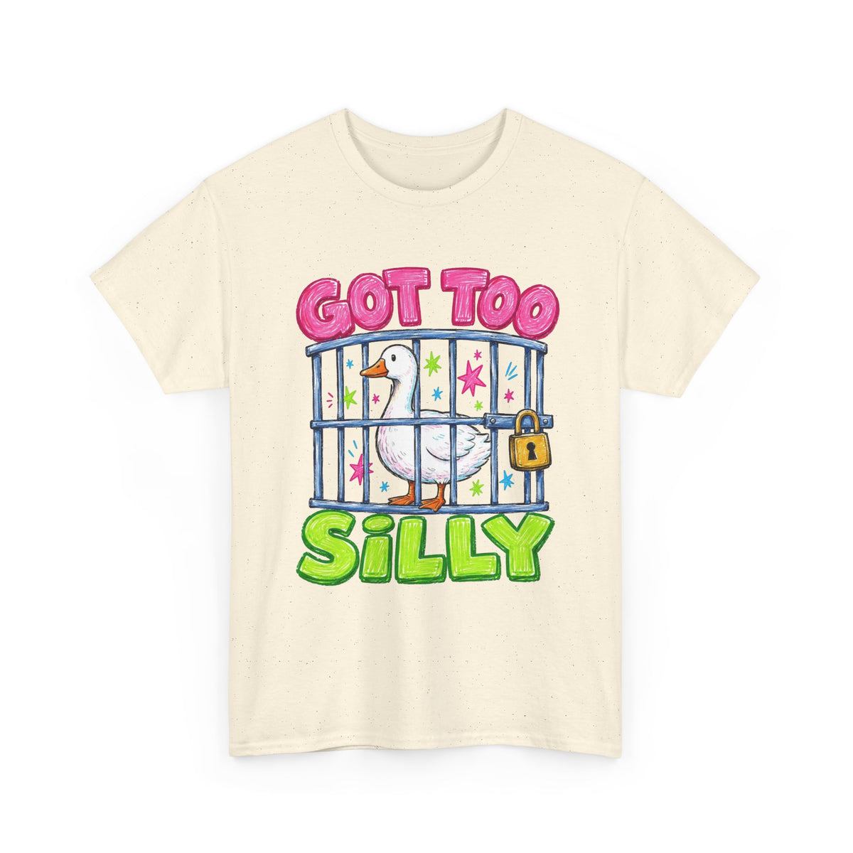 Got Too Silly Duck in Jail Funny Men's Graphic Tee T-Shirt