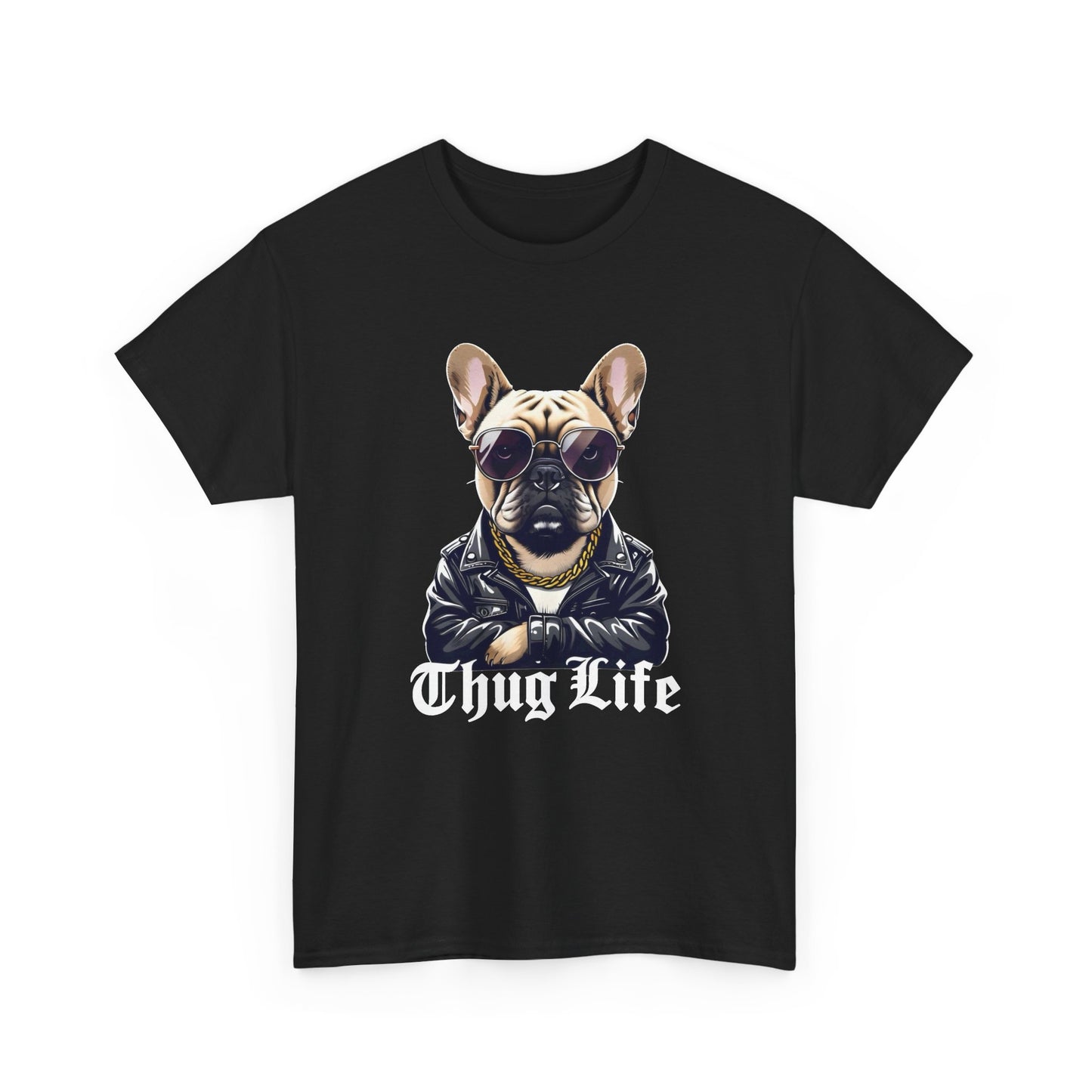 Frenchie Thug Dog Graphic T Shirt Unisex Heavy Cotton Tee