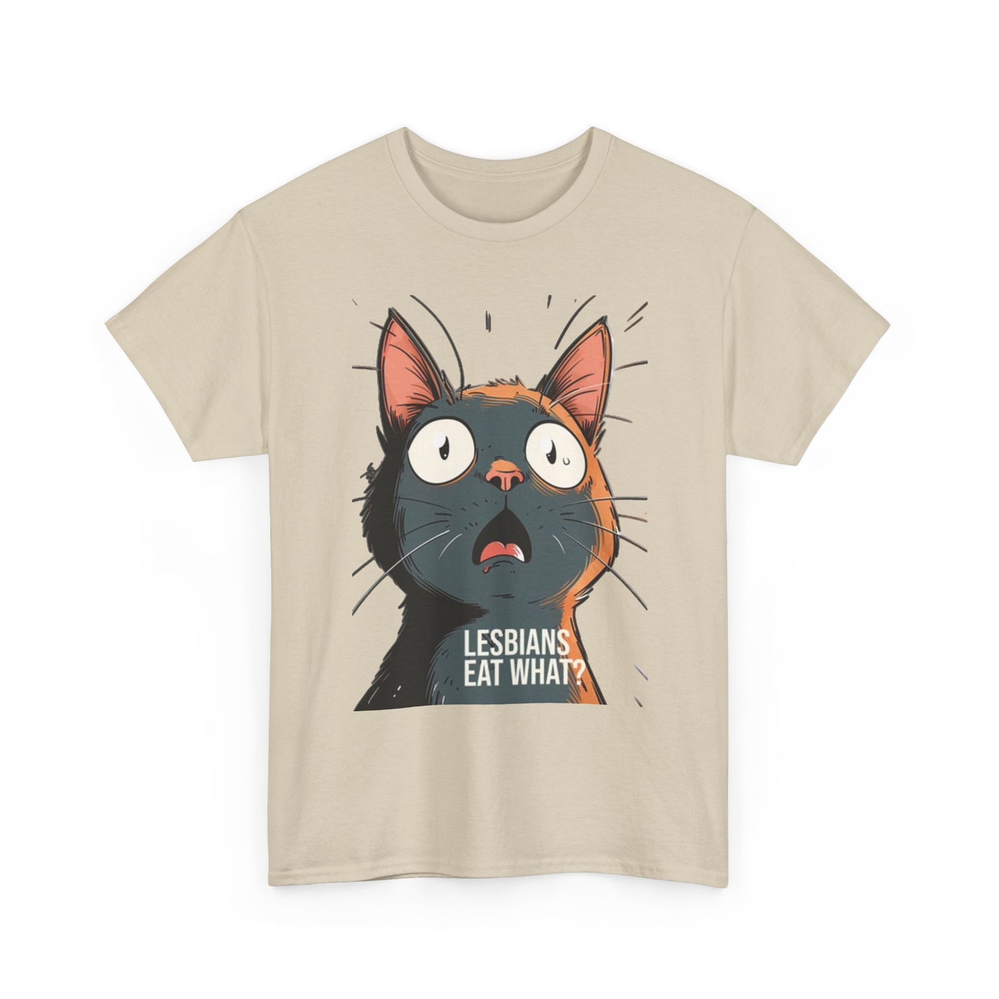 Funny Cat Lesbian Jokes Humor Graphic T Shirt NEW Unisex Heavy Cotton Tee