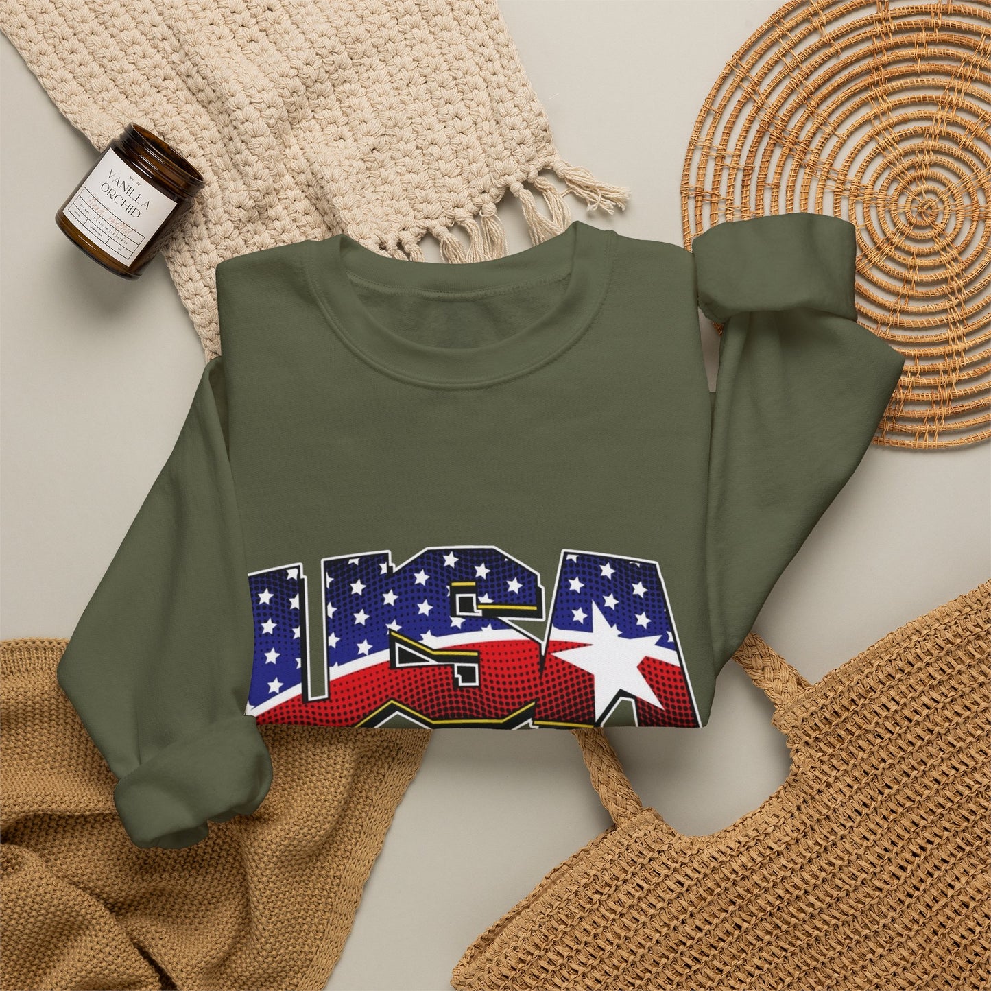 USA American Flag Sweater NEW Unisex Heavy Blend™ Crewneck Sweatshirt