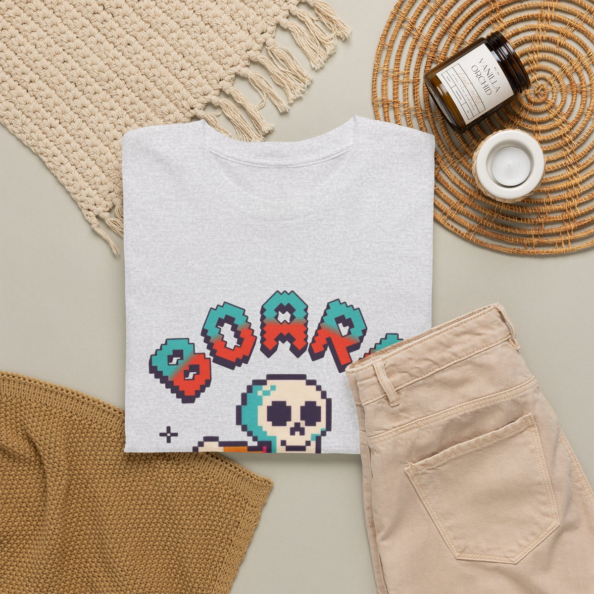 Board To The Bone Graphic T Shirt Skateboarding Men's Heavy Cotton Tee