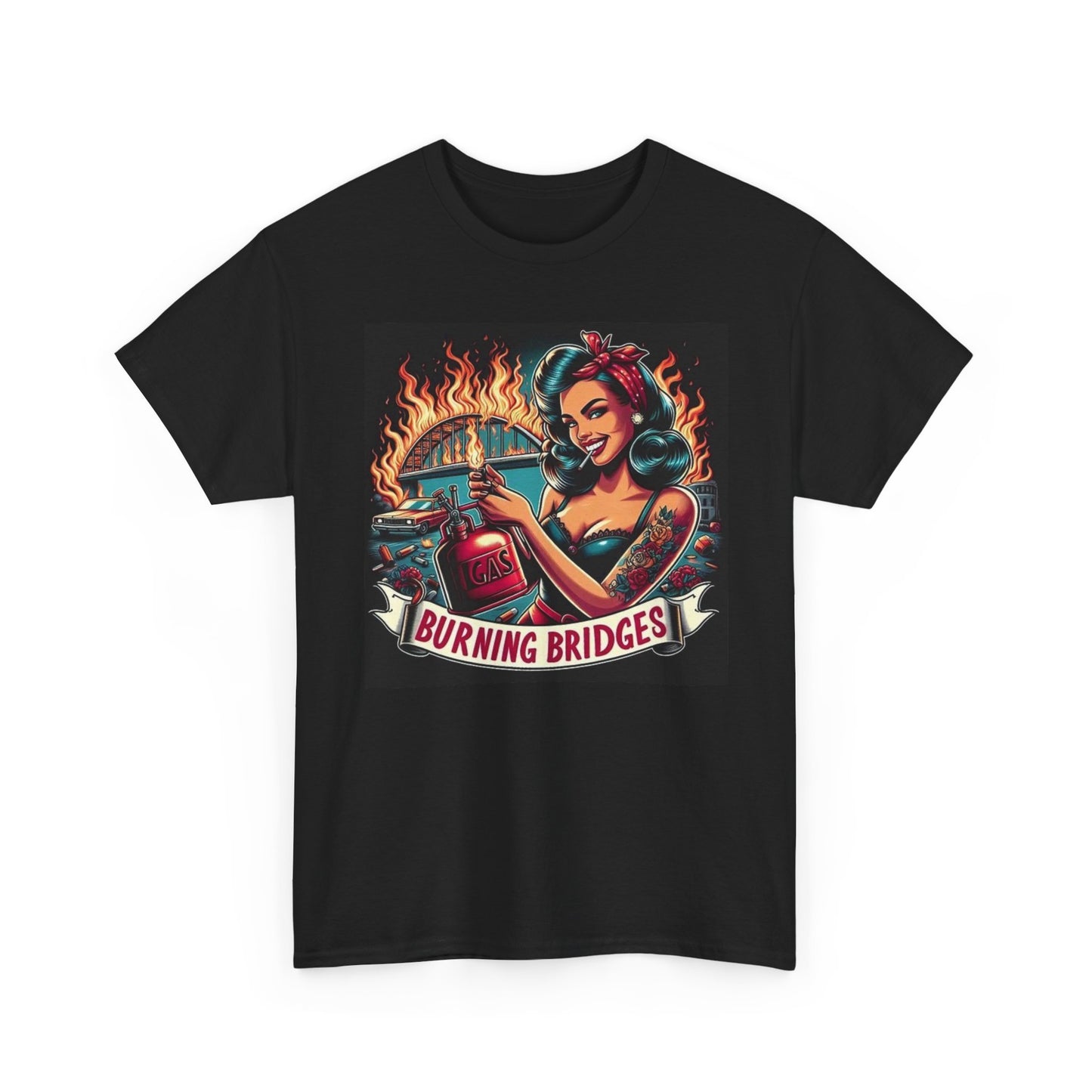 Burning Bridges Graphic T Shirt Women's Cotton Tee BRAND NEW