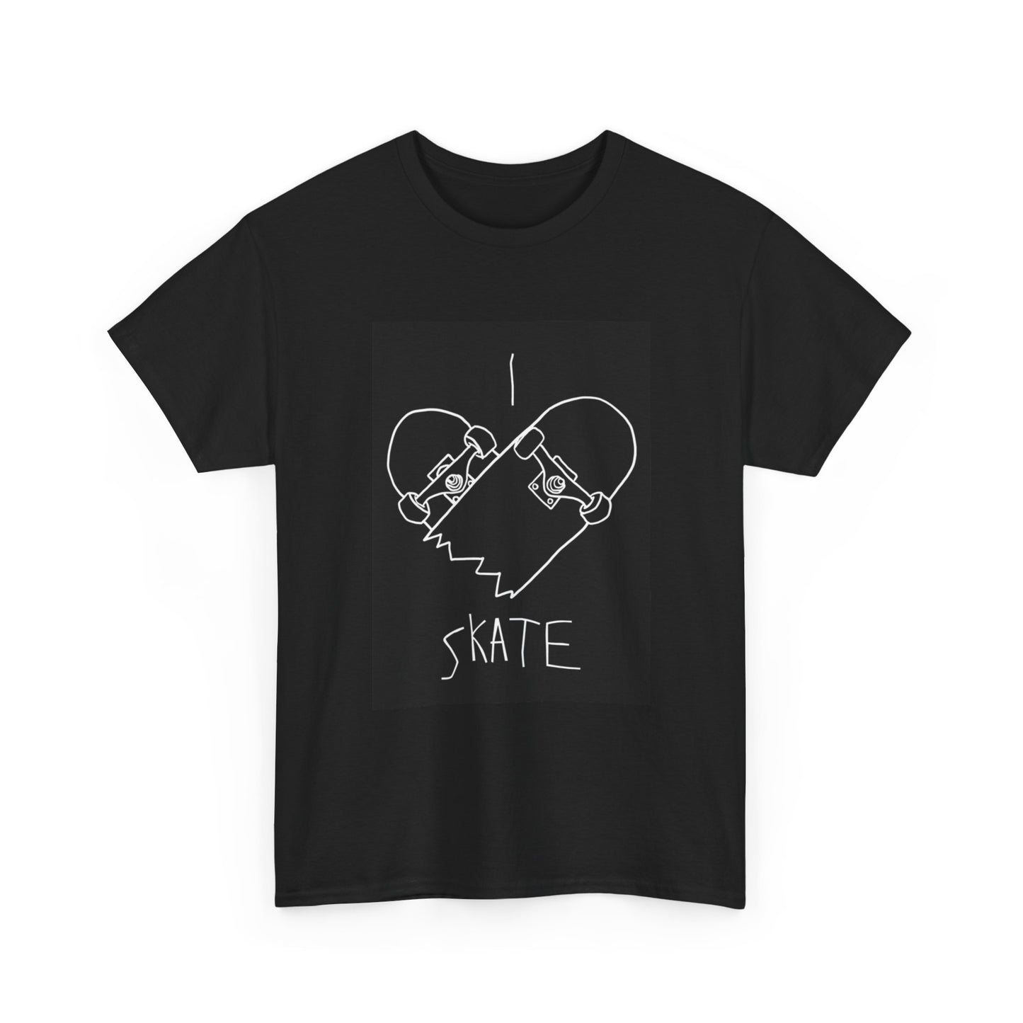 I love Skate Boarding Tshirt Graphic Skate SB Broken Board Unisex Heavy Cotton