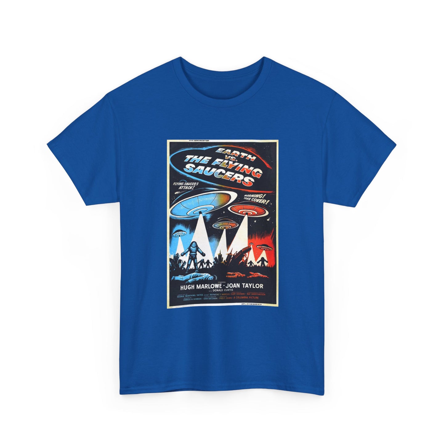 Earth vs Flying Saucers Tshirt Vintage Movie Poster Unisex Heavy Cotton Tee