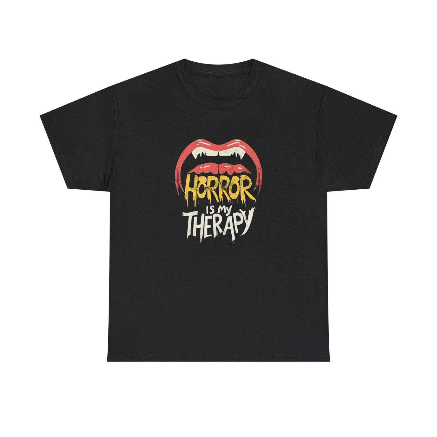 Horror Is My Therapy Graphic T Shirt Unisex Heavy Cotton Tee NEW