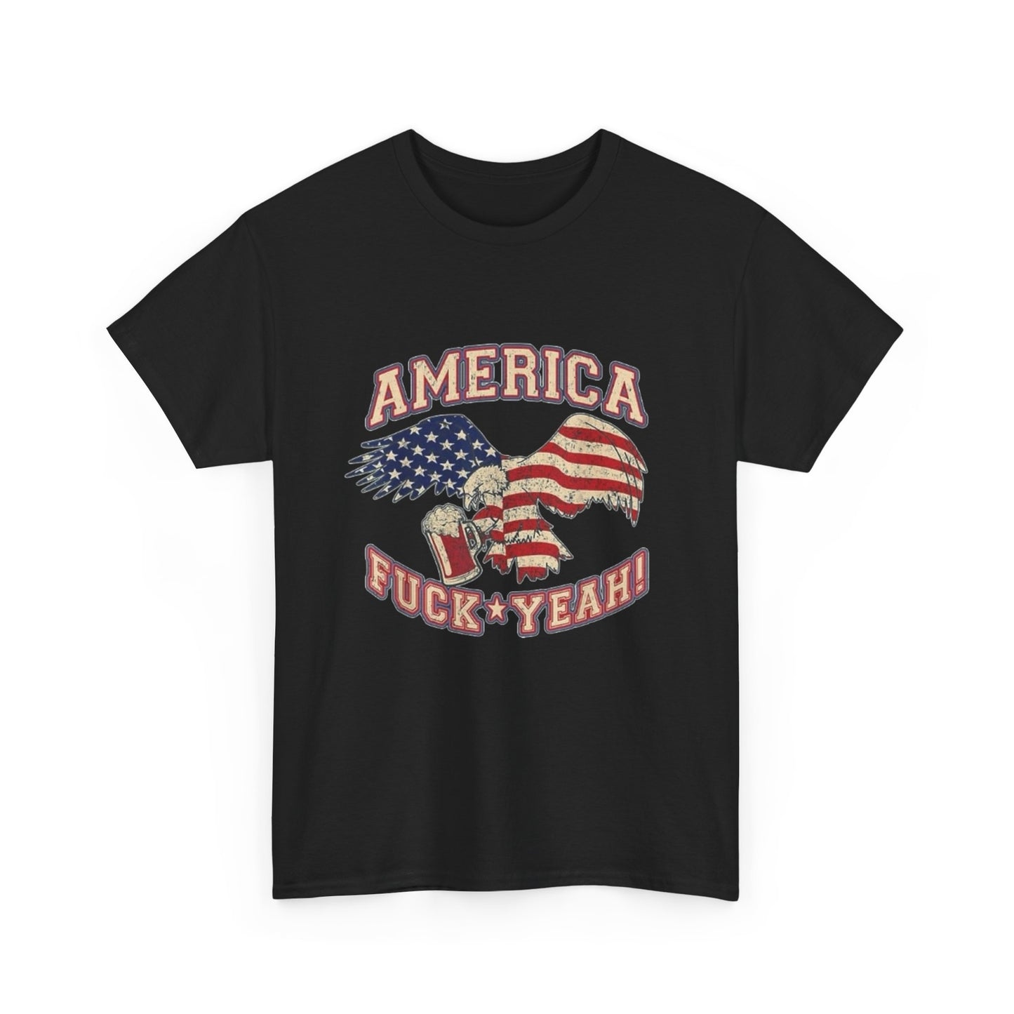 America Hell Yeah Bald Eagles Beer Graphic T Shirt Unisex Heavy Cotton Tee