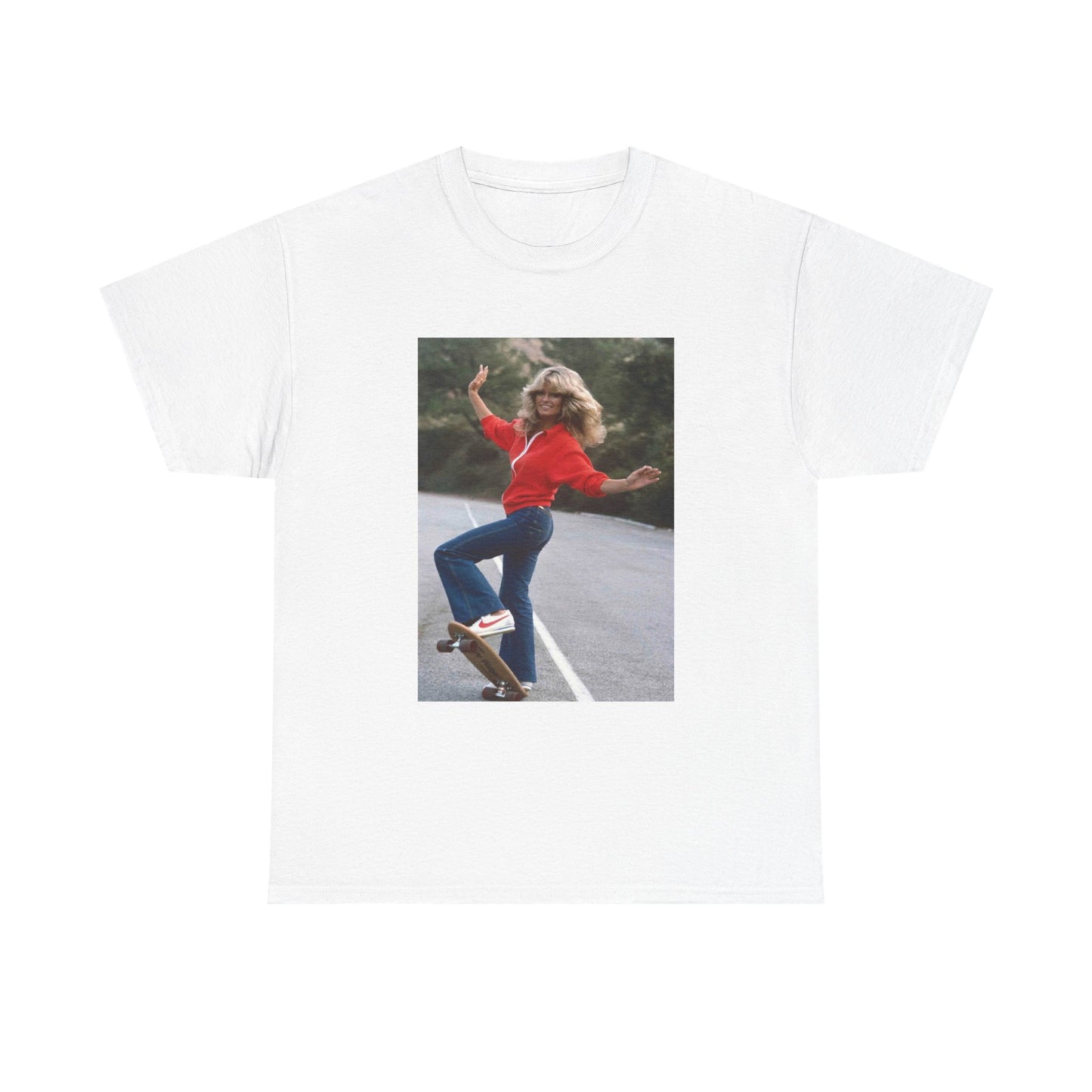 Farrah Fawcett Tshirt Charlies Angels Vintage Model Unisex Heavy Skateboarding