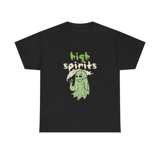 High Spirits Funny Weed Halloween T Shirt Unisex Heavy Cotton Vintage Gift NEW
