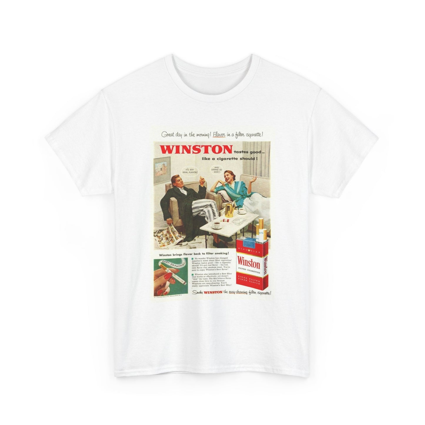 Winston Cigarettes T Shirt Vintage Poster Retro AD Unisex Heavy Cotton Tee