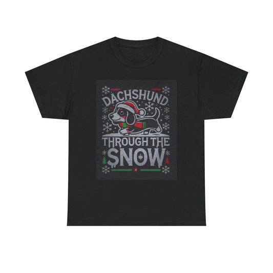 Dachshund T Shirt Funny Christmas Graphic Dog Lover Unisex Heavy Cotton Tee