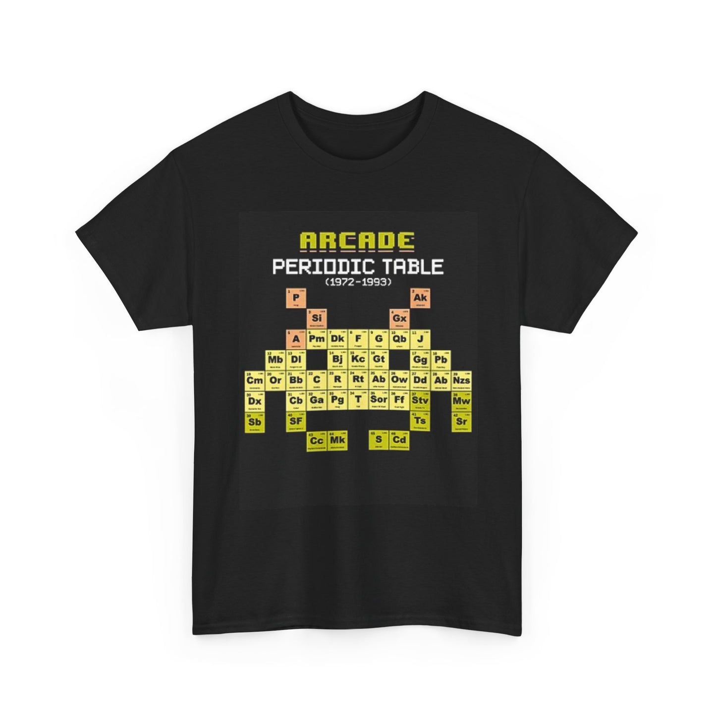 Arcade Periodic Table Graphic T Shirt Retro Gaming Videos  Unisex Heavy Cotton
