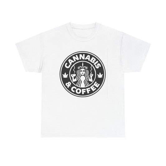 Cannabis And Coffee Graphic T Shirt Unisex Heavy Cotton Tee BRAND NEW