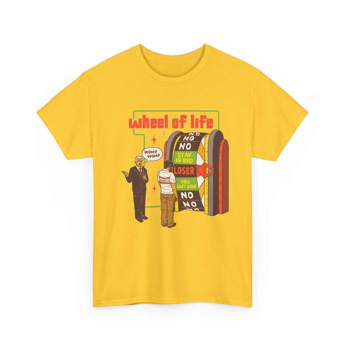 Wheel Of Life Funny Dark Humor Jokes Graphic T Shirt Regular Men's Heavy Cotton Tee