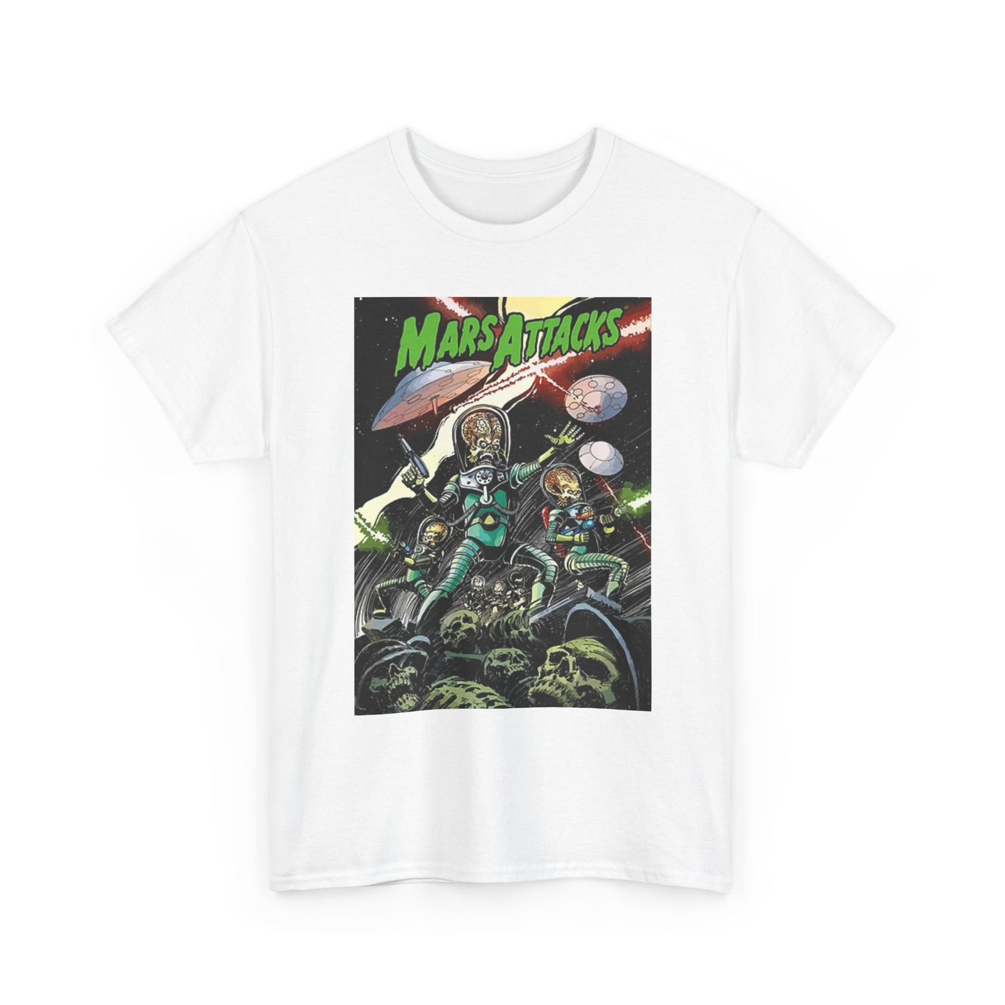 Mars Attacks Graphic T Shirt Retro Poster Movie Unisex Heavy Cotton Tee