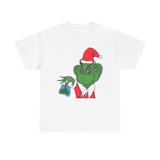Christmas Grinch Weed Funny Graphic T Shirt NEW ADULT TEE VINTAGE