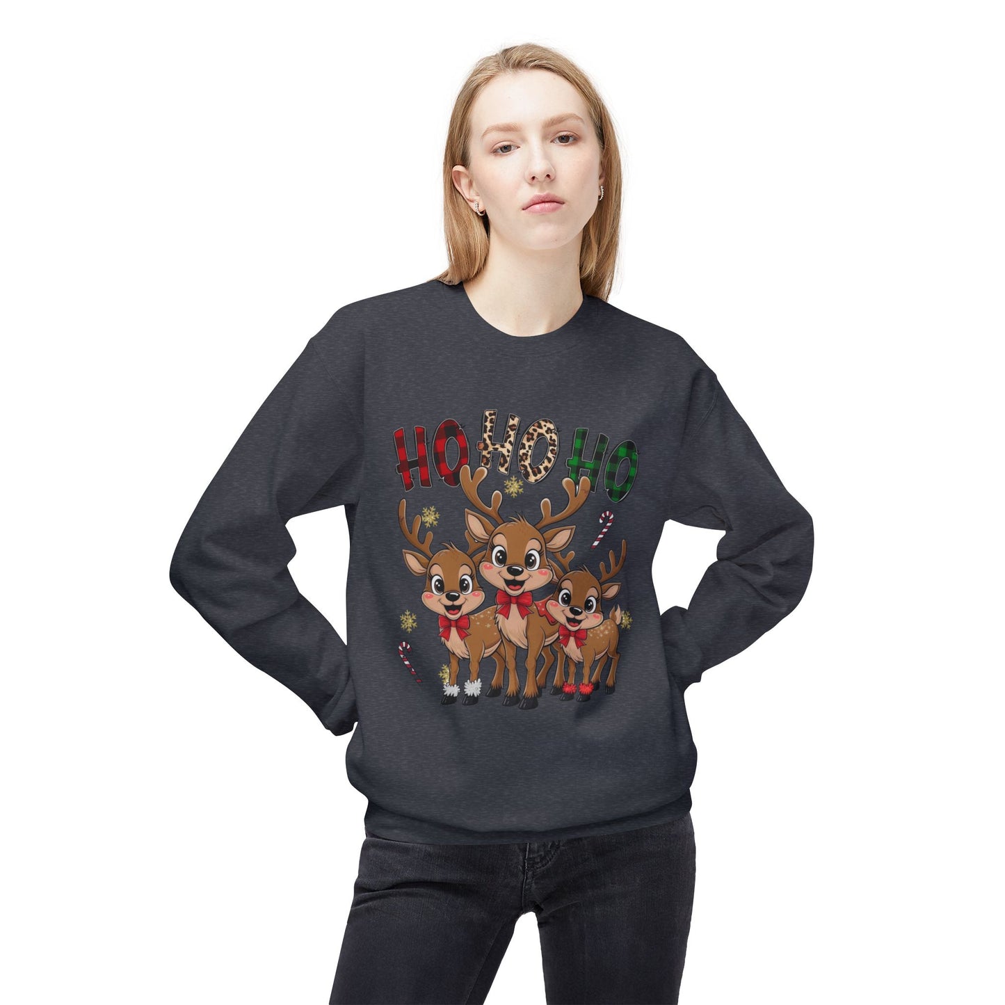 Ho Ho Ho Sweater Christmas Unisex Midweight Softstyle Fleece Crewneck Sweatshirt
