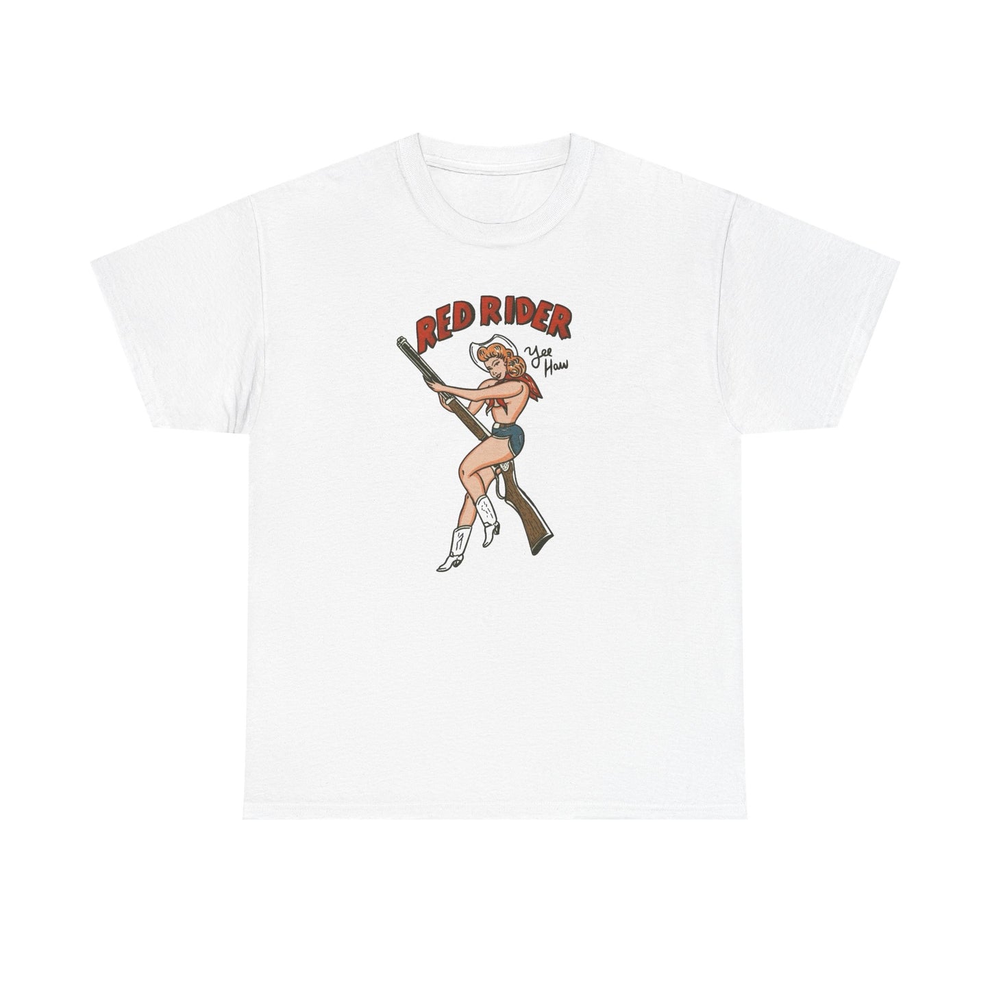 Red Rider Cowgirl Graphic T Shirt Unisex Heavy Cotton Tee GIFT NEW