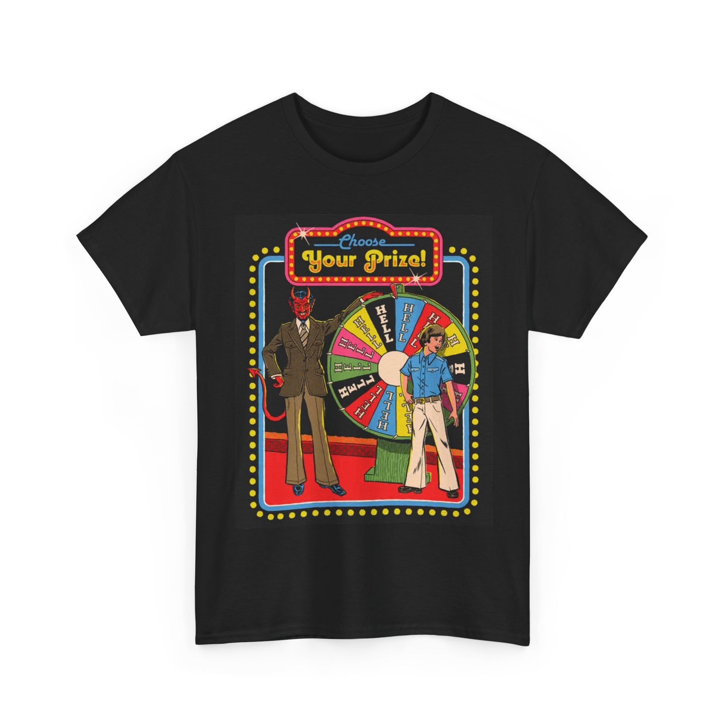 Choose Your Prize Tshirt Funny Satan Wheel of Fortune Unisex Heavy Cotton Tee