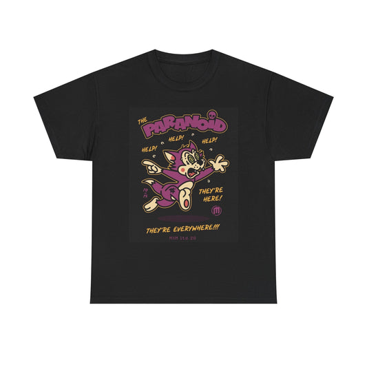 The Paranoid Cat Graphic T Shirt Unisex Cotton Tee NEW