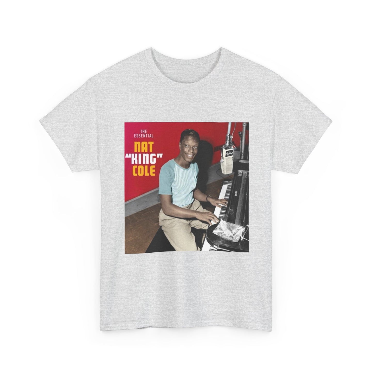 Nat King Cole Tshirt Vintage Piano Concert Poster retro Unisex Heavy Cotton Tee