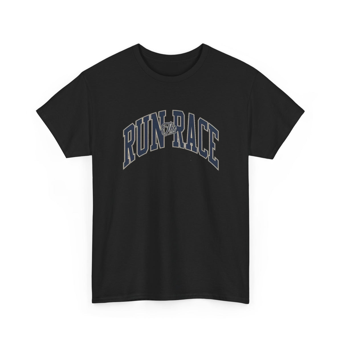 Run The Race Graphic T Shirt Men's Classic Heavy Cotton Tee