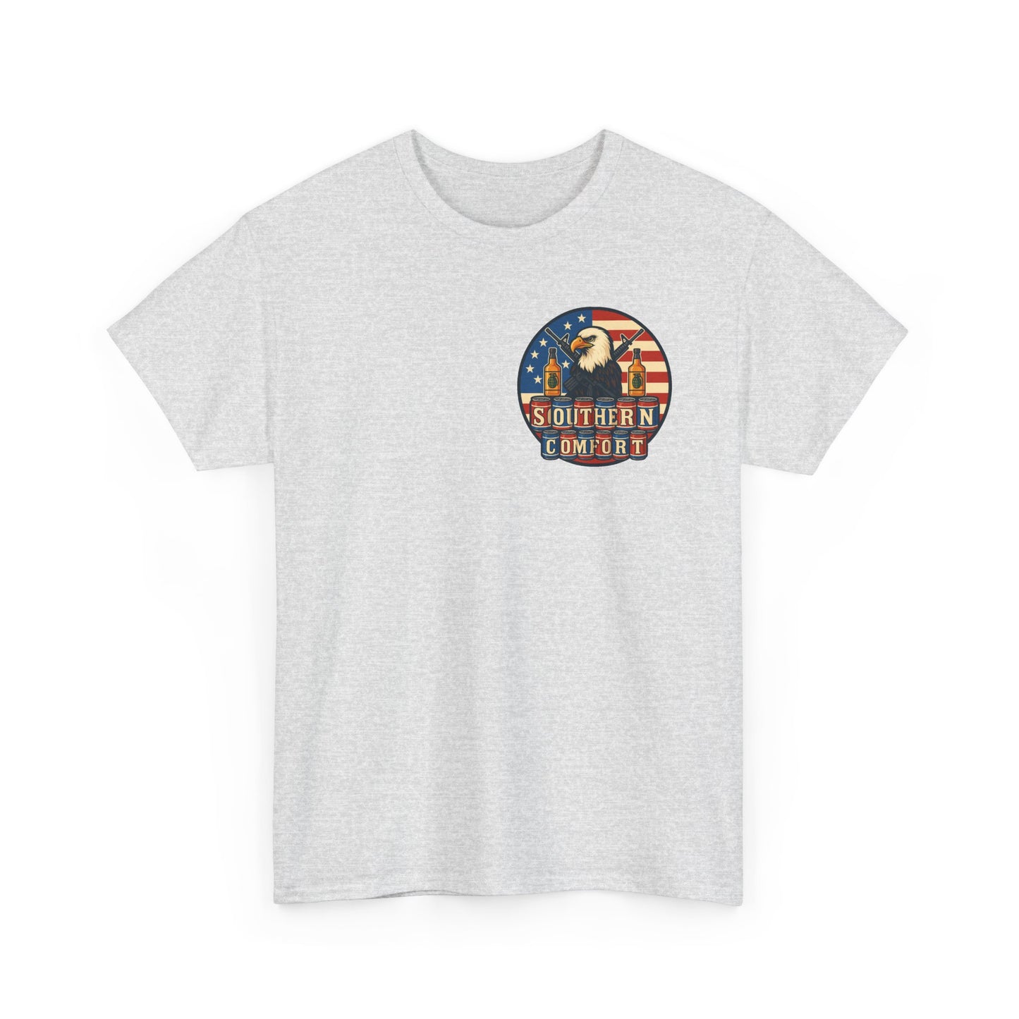 Southern Comfort Graphic T Shirt American Flag-USA-Bald Eagle-Beers-Guns-Whiskey