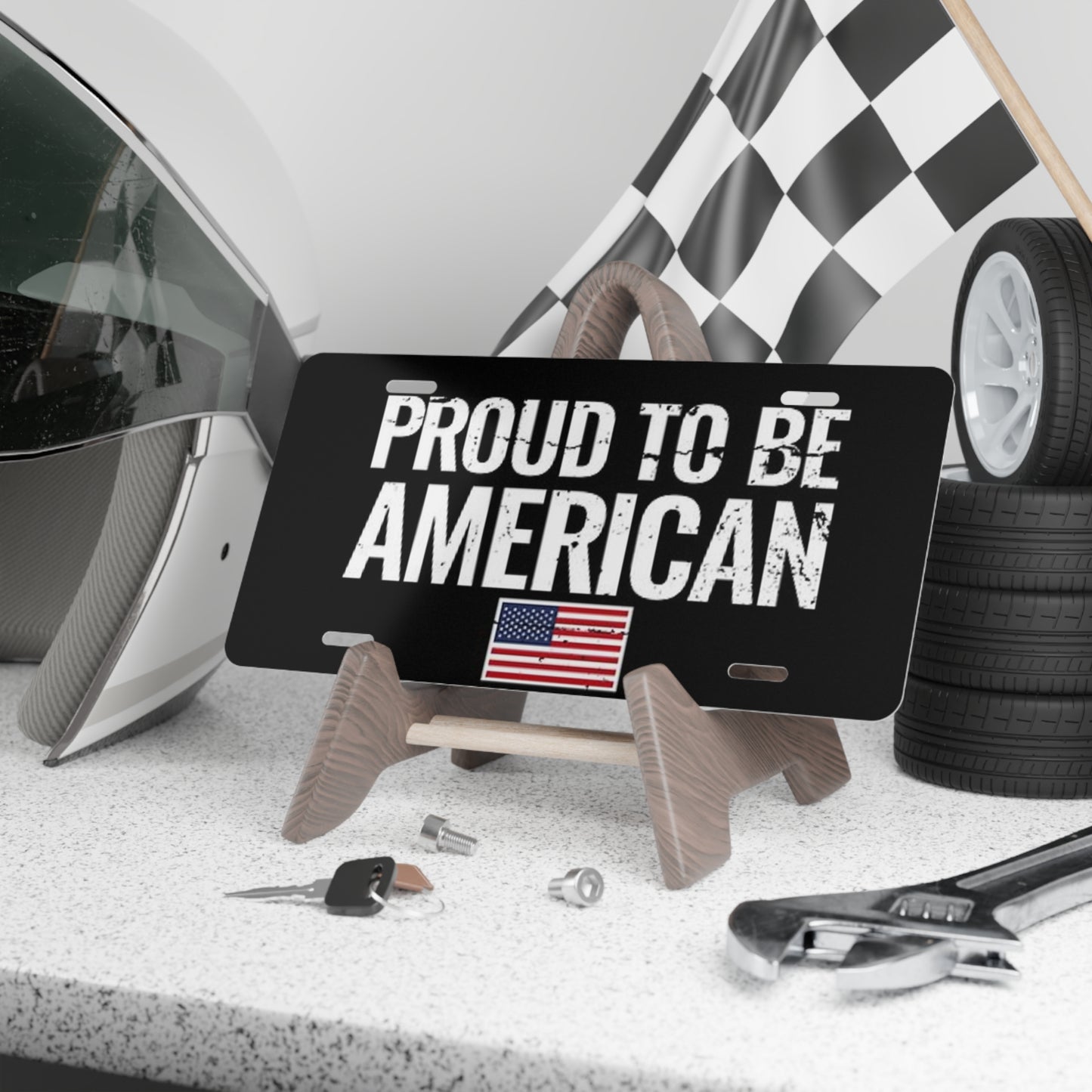 Proud To Be An American Flag License Plate NEW Vanity Plate