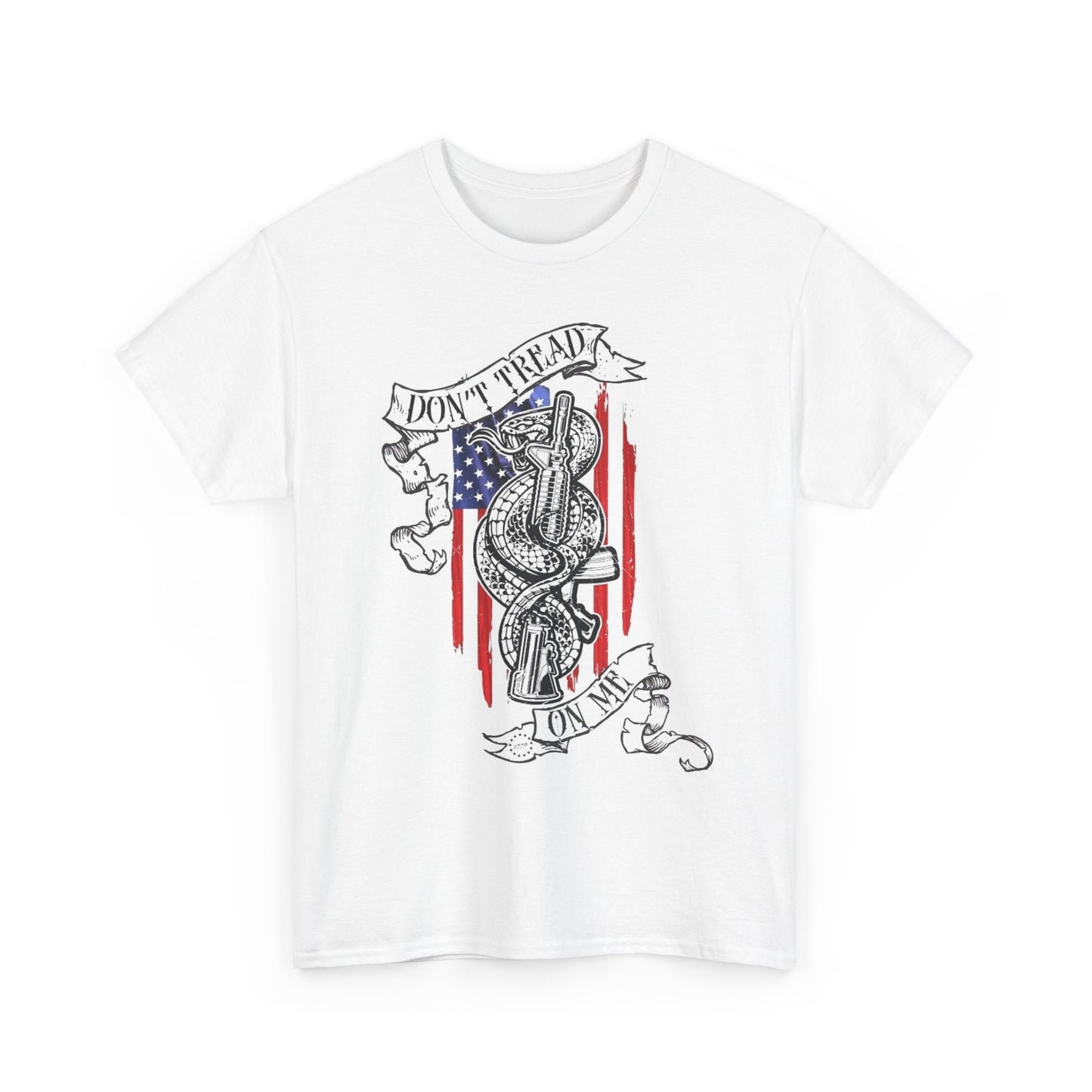 Don't Tread On Me AMERICAN FLAG T Shirt Graphic Unisex Heavy Cotton Tee