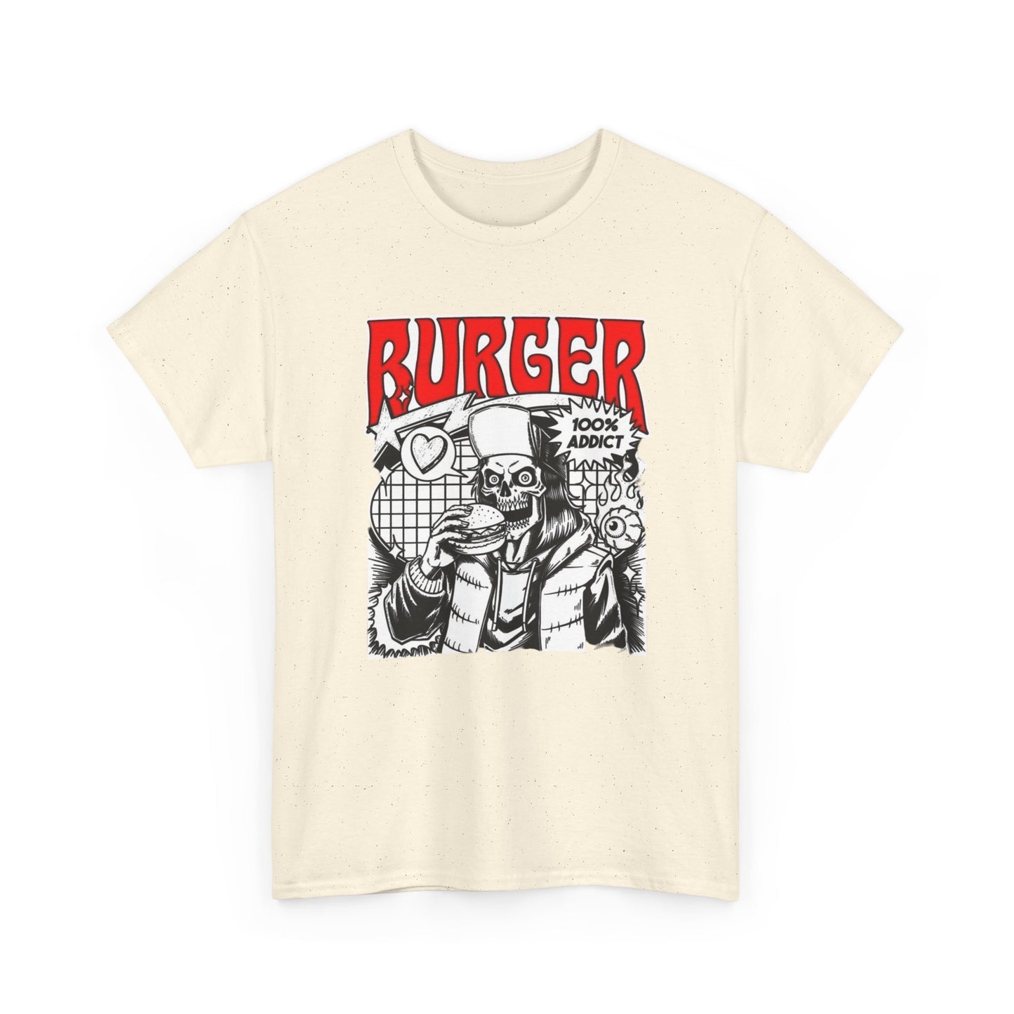 Burger Addict Funny Graphic T Shirt Unisex Heavy Cotton Tee
