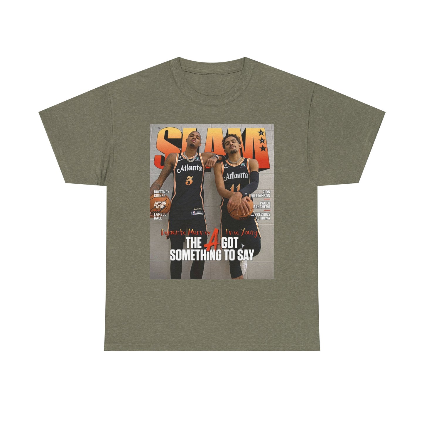 Trae Young Slam Cover Graphic T Shirt Retro Basketball Unisex Heavy Cotton Tee