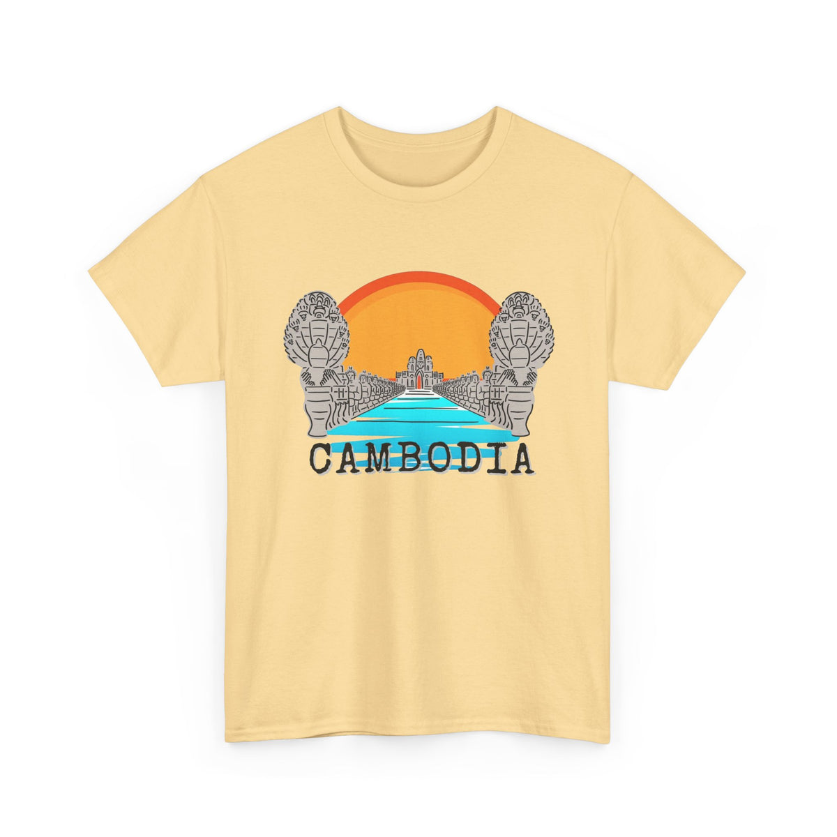 Cambodia Angkor Wat Sunset T-Shirt Men's Graphic Tee Retro