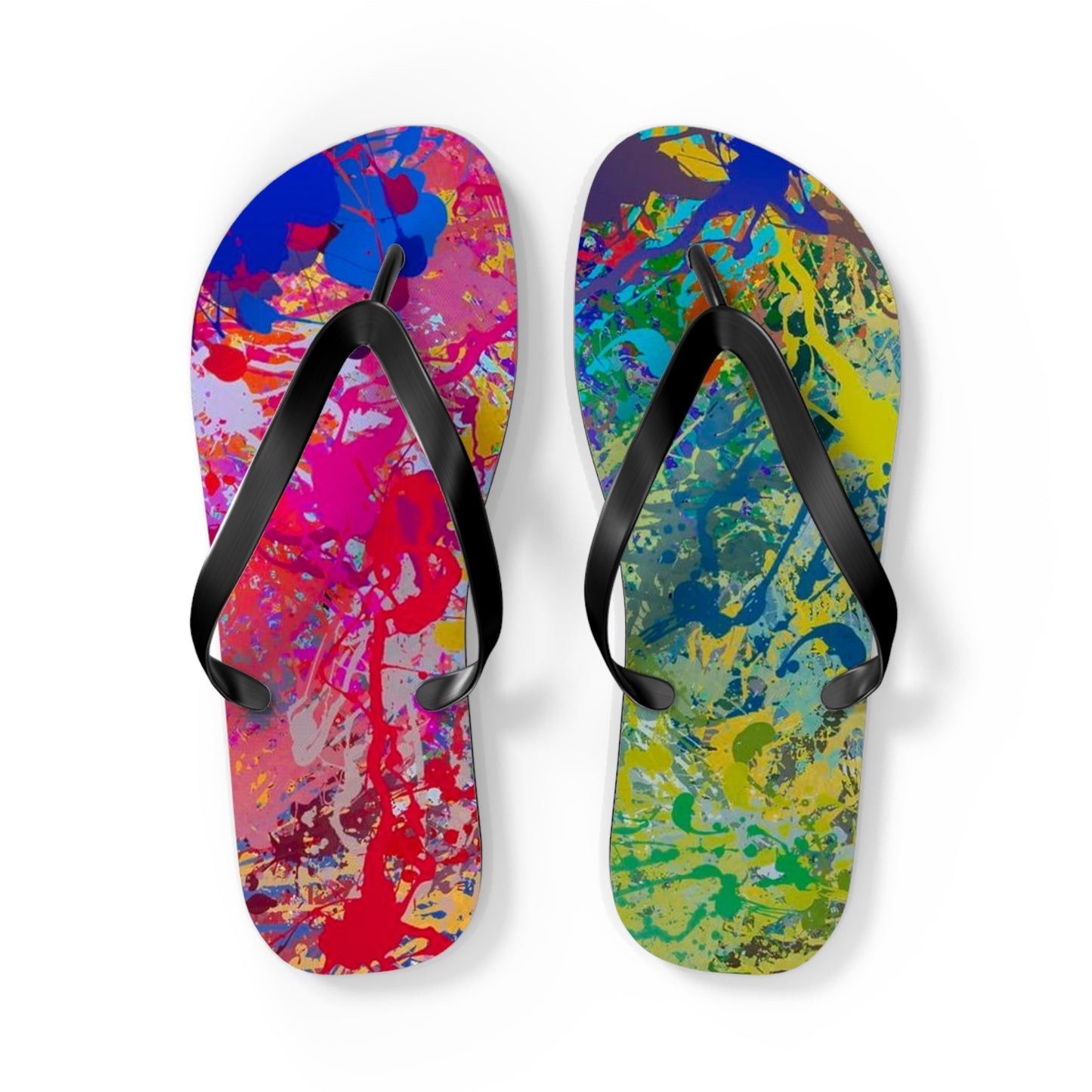 Paint Splatter Beach Sandals, Slides for Summer, Flip Flops, Water Resistant
