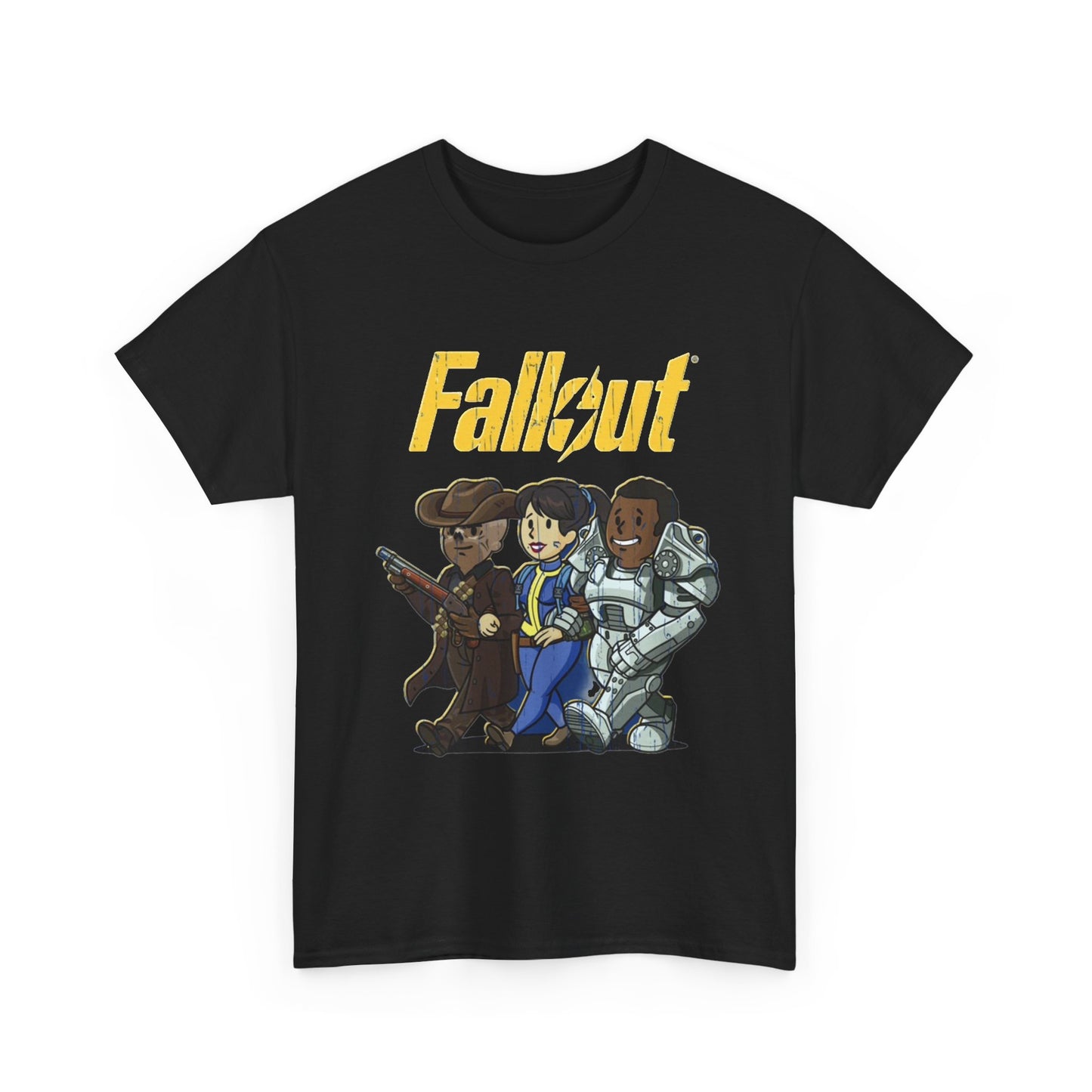 Fallout Tshirt Cartoon Nuclear characters Unisex Heavy Cotton The Ghoul Vault