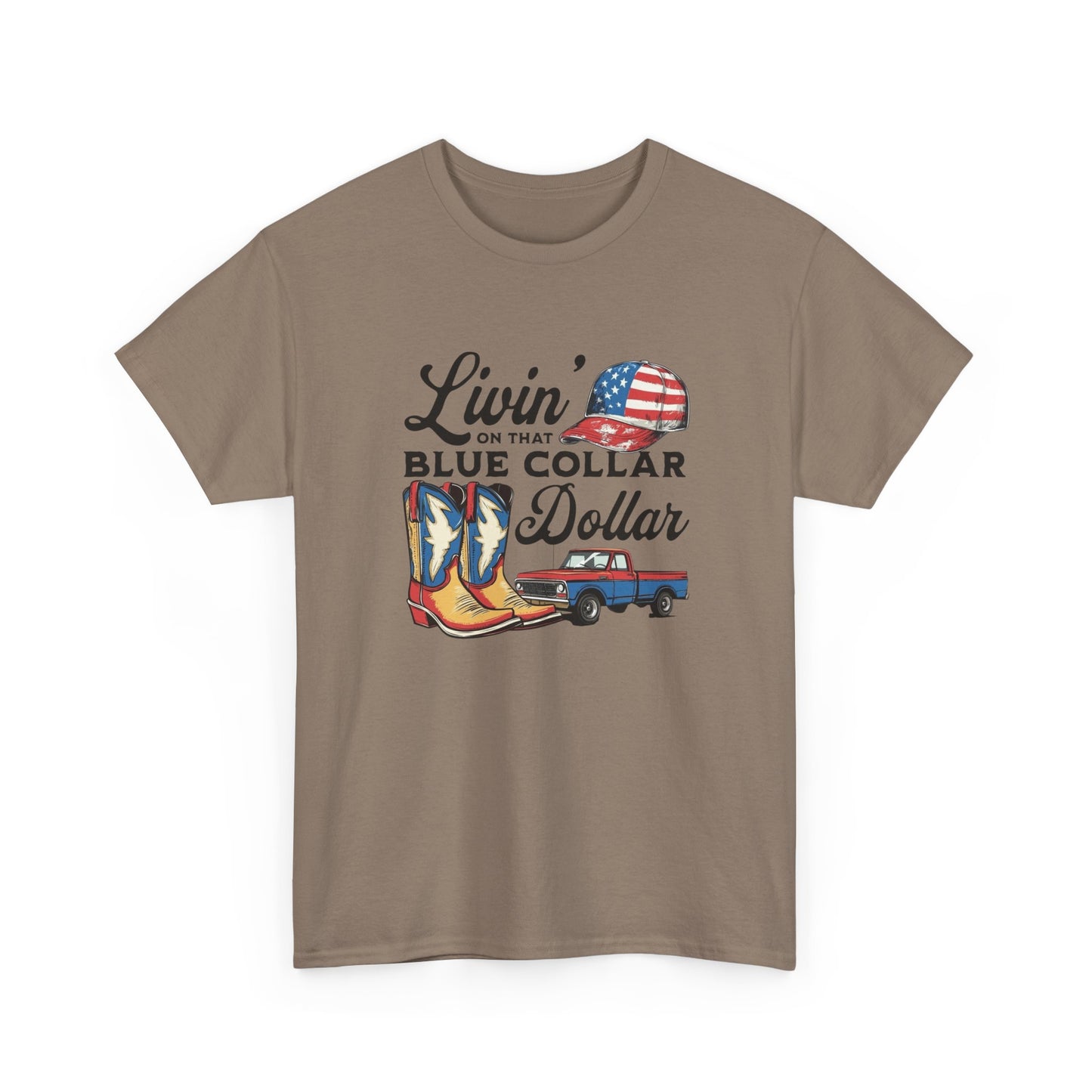 Living That Blue Collar Life Graphic T Shirt Unisex Heavy Cotton Tee Gift