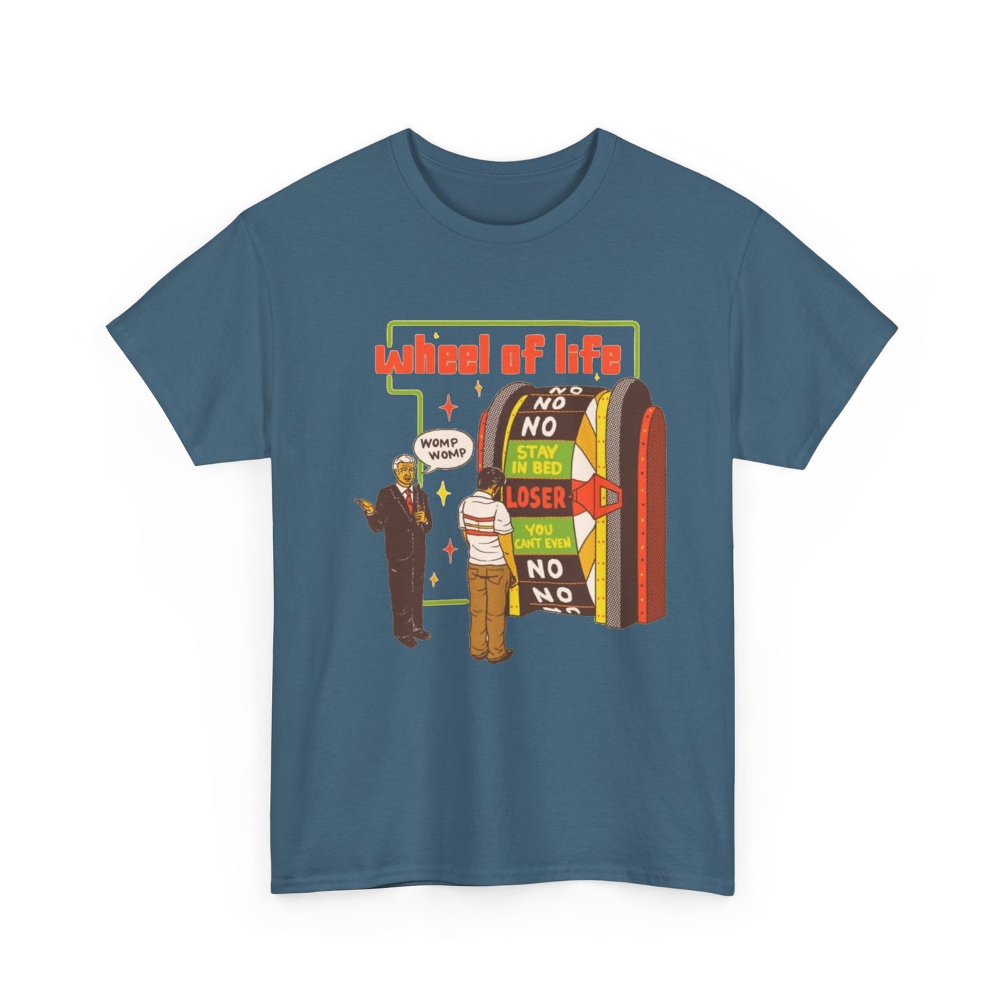 Wheel Of Life Funny Dark Humor Jokes Graphic T Shirt Regular Men's Heavy Cotton Tee