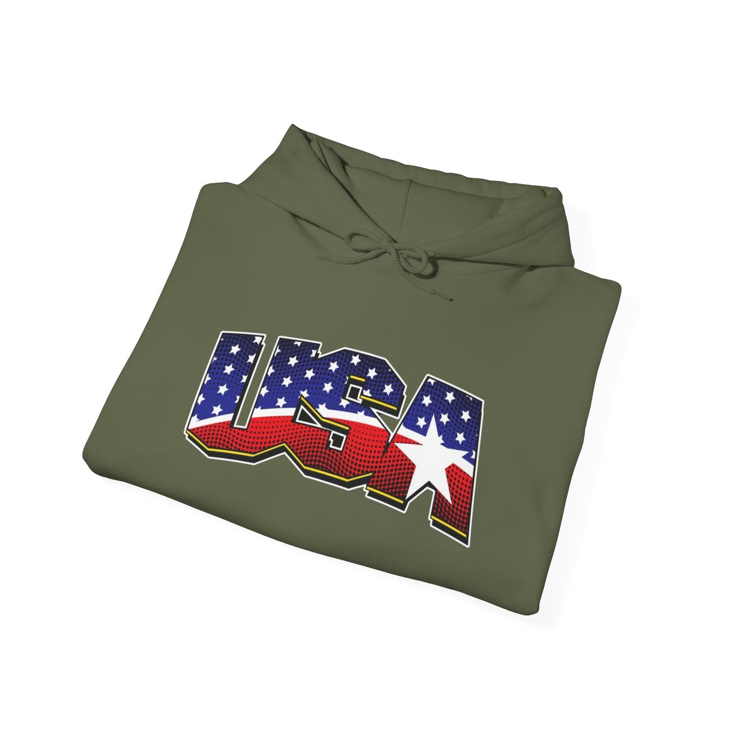 USA Stars And Stripes Retro 90's Graphic Hoodie Men's Heavy Blend™ Hooded Sweatshirt
