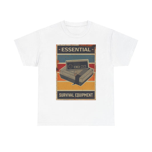 Essential Survival Gear Gaming T Shirt Retro Game Consoles Unisex Heavy Cotton