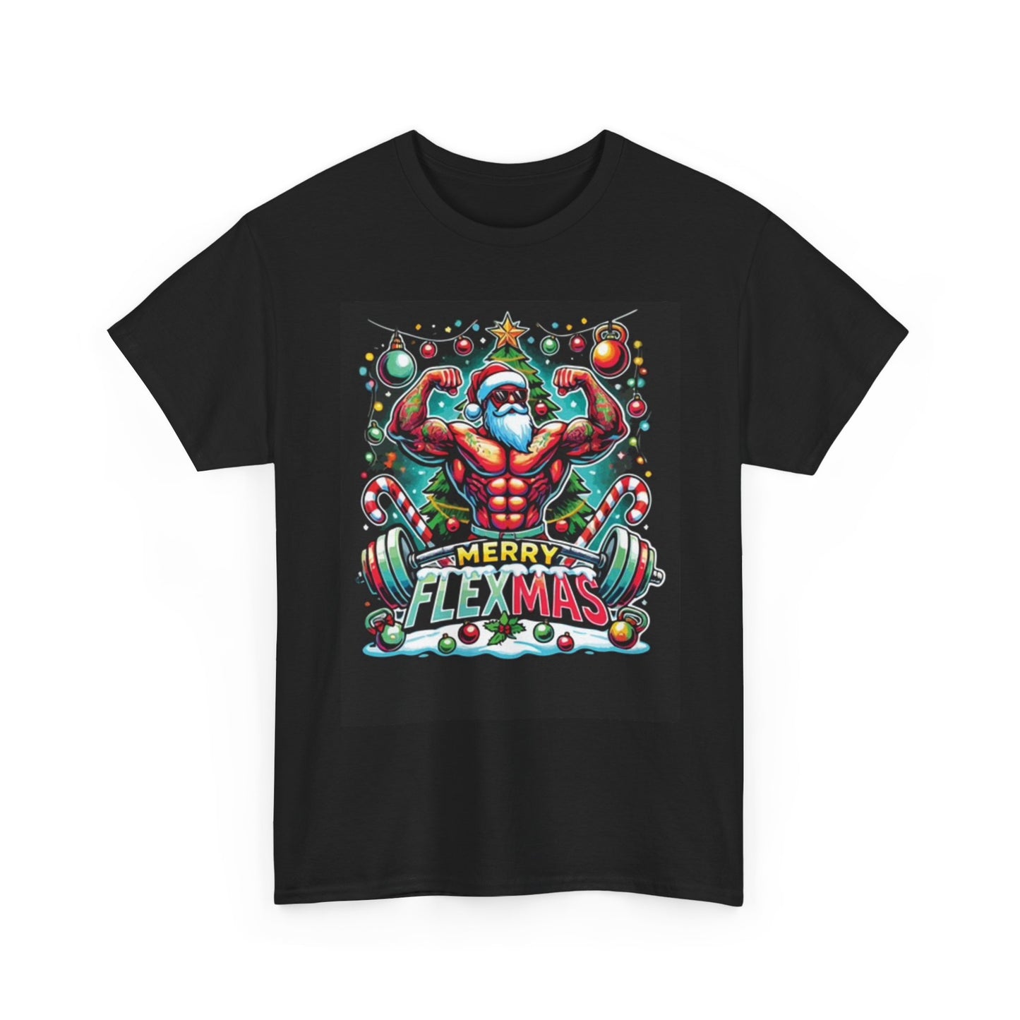 Merry Flexmas T Shirt Funny Christmas Graphic Holidays Unisex Heavy Cotton Tee