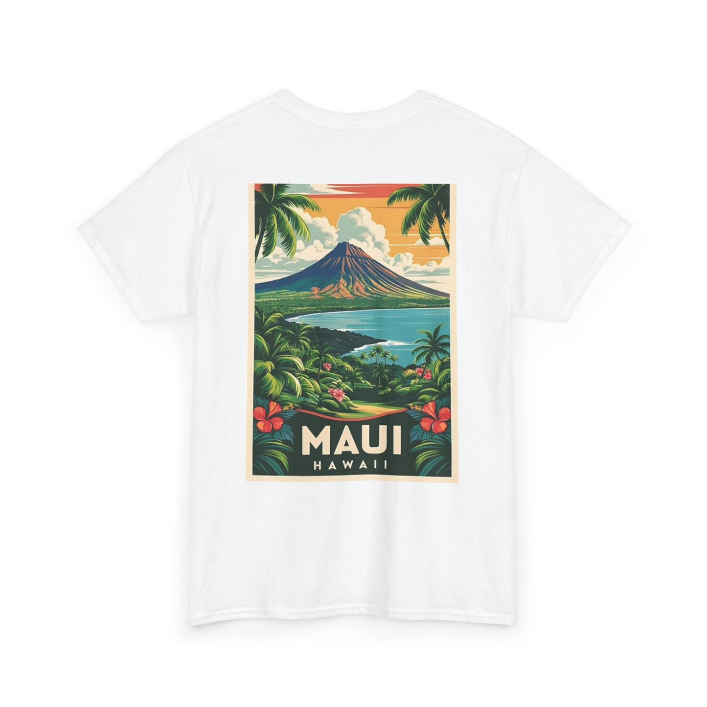 Hawaii  Maui Graphic T Shirt Retro Island Poster Unisex Heavy Cotton Tee