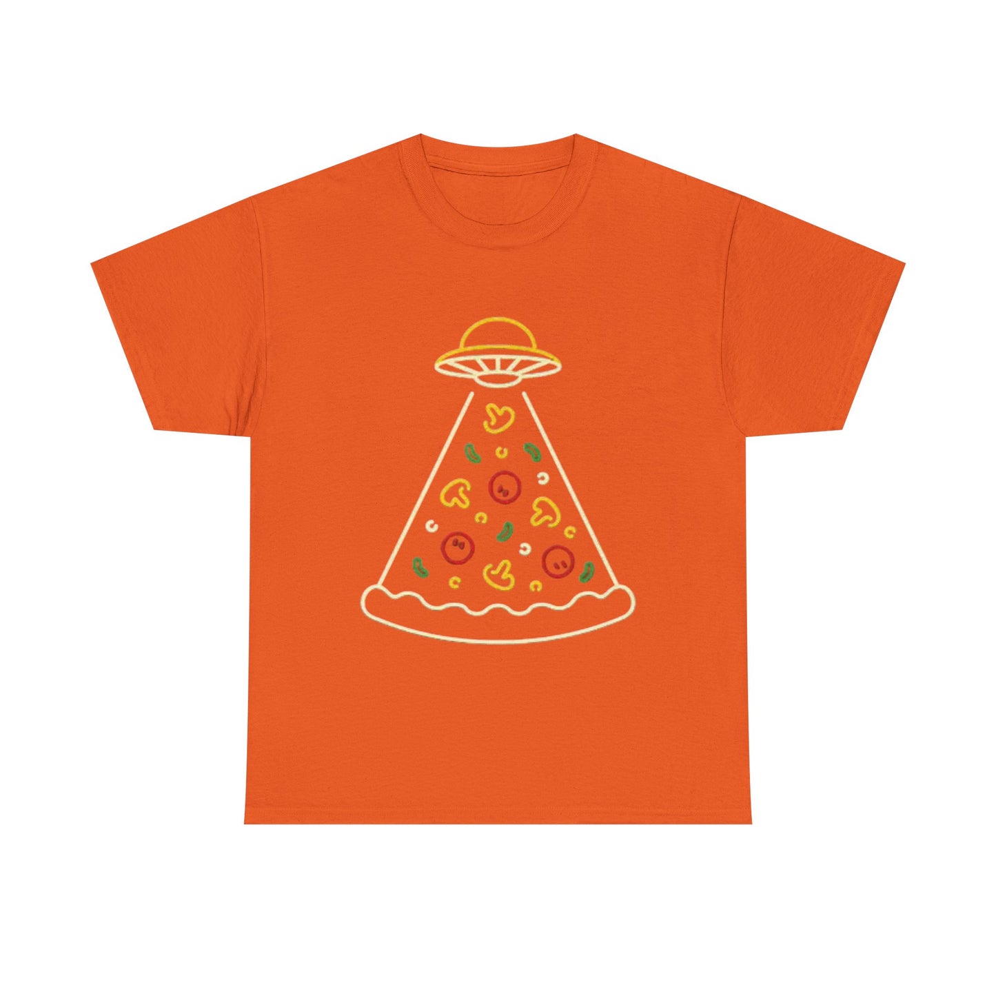 Space Pizza Shirt Funny Aliens One Bite Pizza Graphic Unisex Heavy Cotton Tee