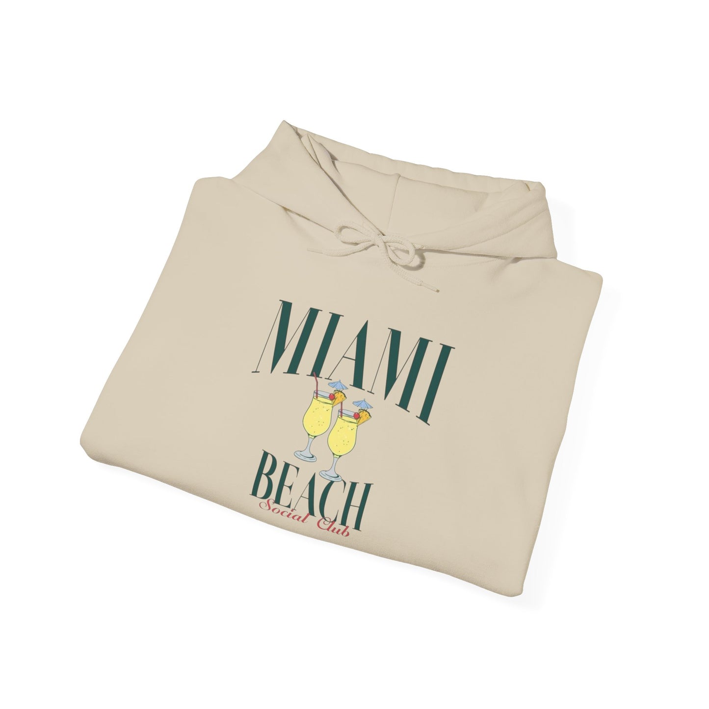 Miami Beach Social Club Graphic Hoodie Heavy Blend Sweatshirt NEW