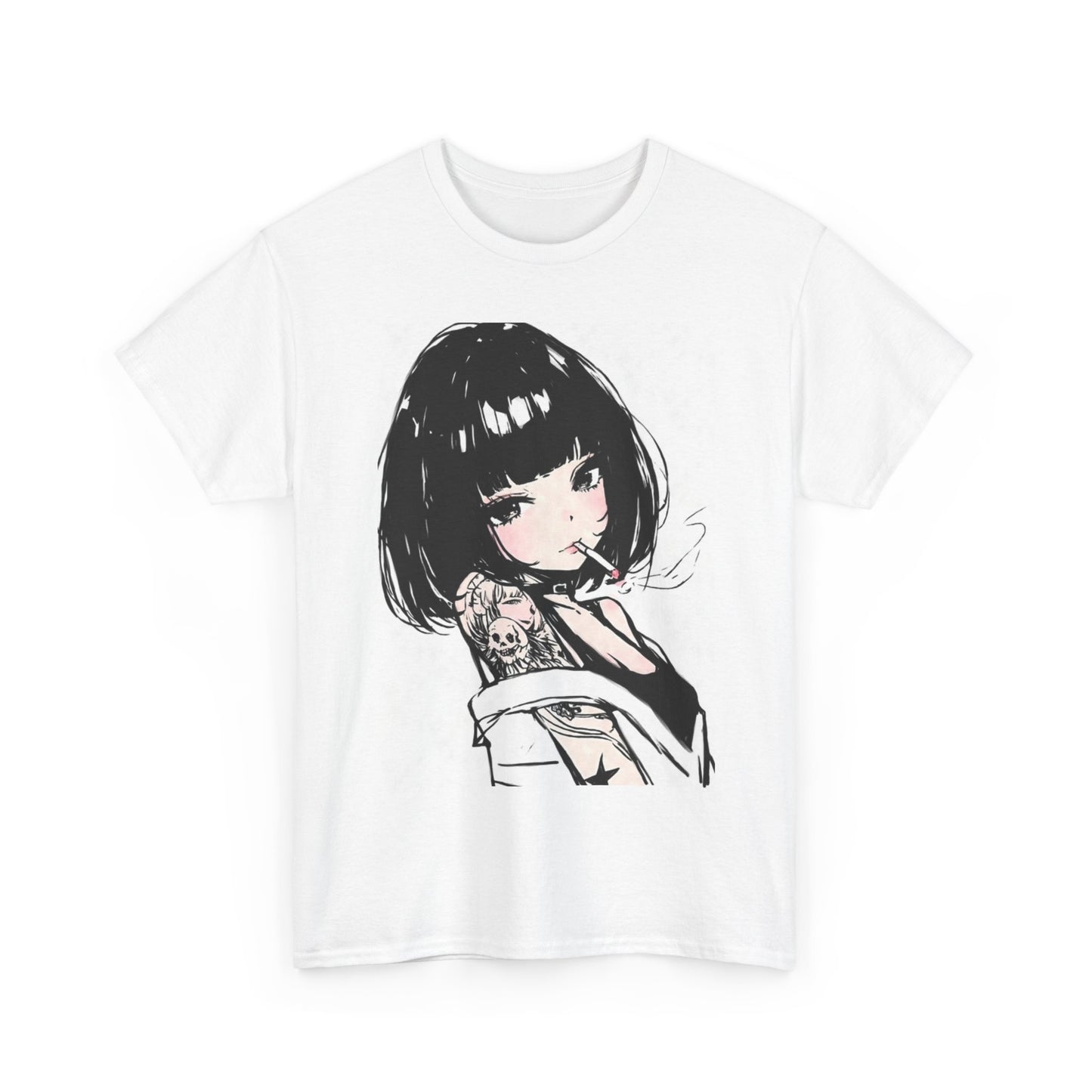 Waifu Anime T-shirt Girl Graphic Cartoon Retro Gaming Unisex Heavy Tee Gamer rr