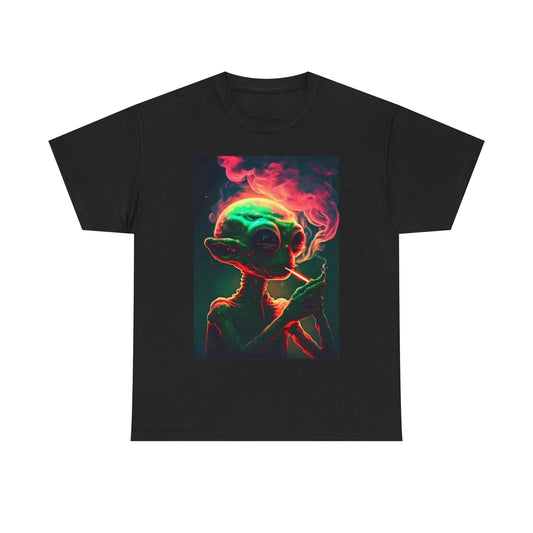 Aliens 420 Tshirt Retro Spencers gifts neon space x Unisex Heavy Cotton Tee