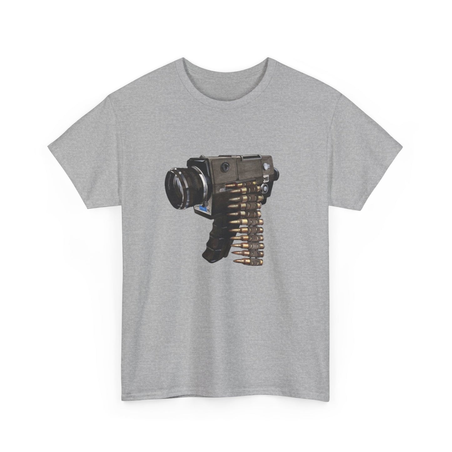 Camera Gun Art Graphic T Shirt Unisex Heavy Cotton Tee