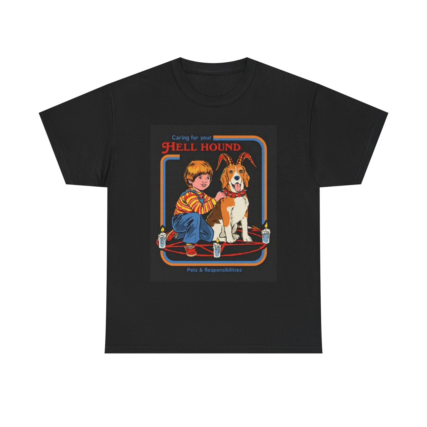 Caring For Your Hellhound Graphic T Shirt Funny 70s Art Poster Unisex
